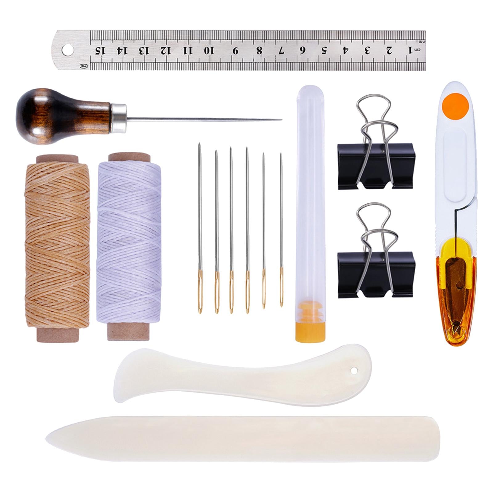 16 Pieces Leather Craft Sewing Tools Kit Waxed Thread Awl for Repair Craft