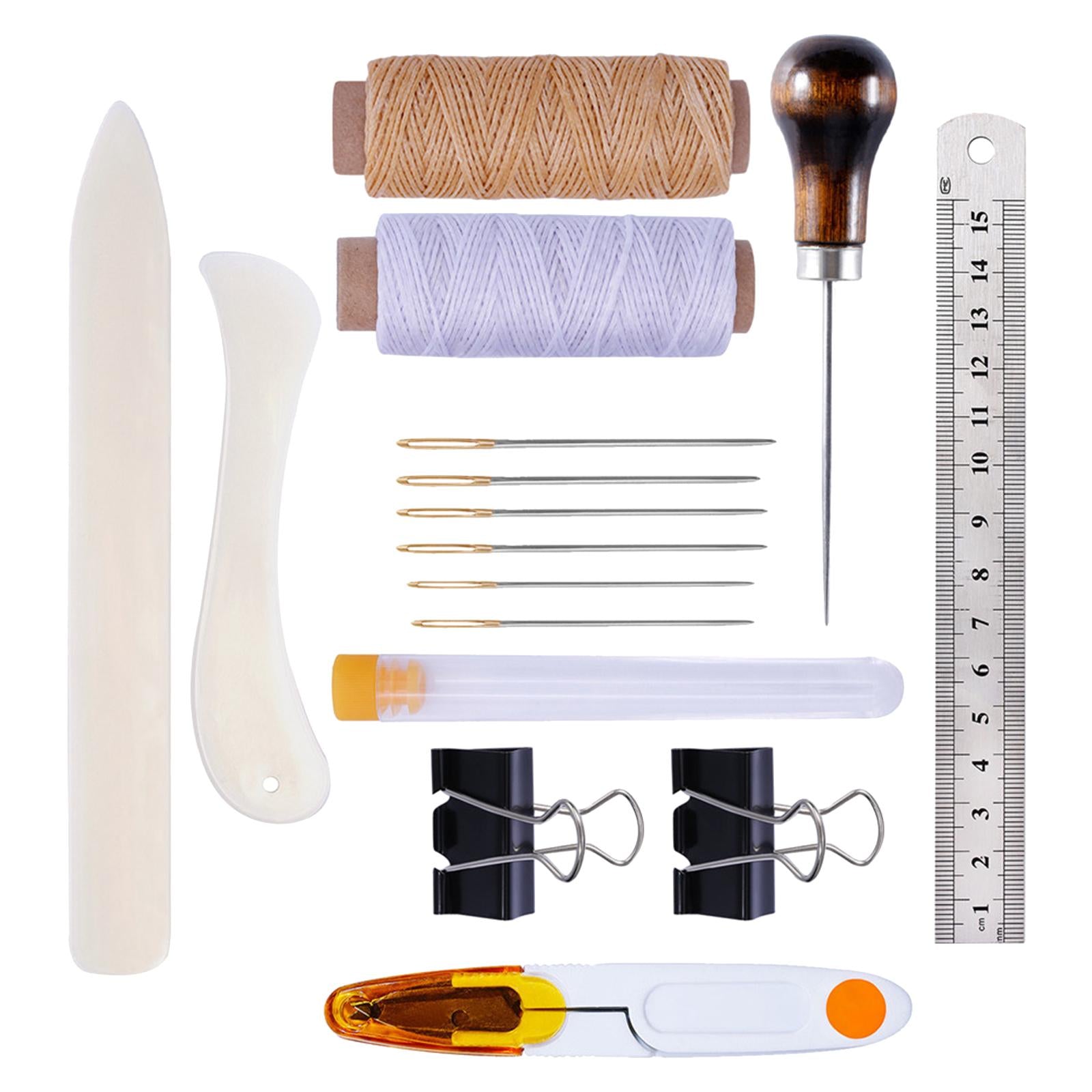 16 Pieces Leather Craft Sewing Tools Kit Waxed Thread Awl for Repair Craft