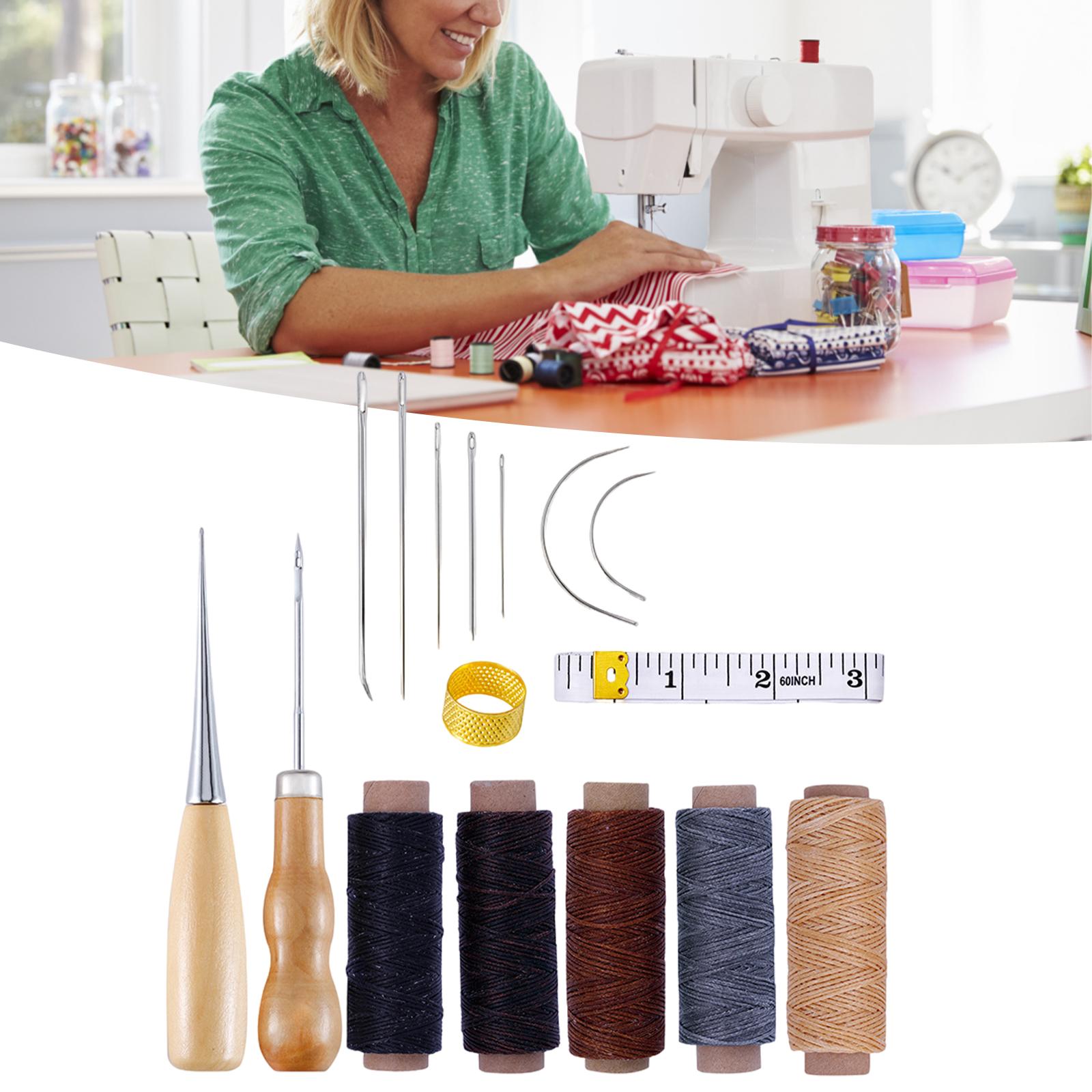 Leather Sewing Tools Stitching Punch Tools Kit Awl 150D Wax Thread Carving