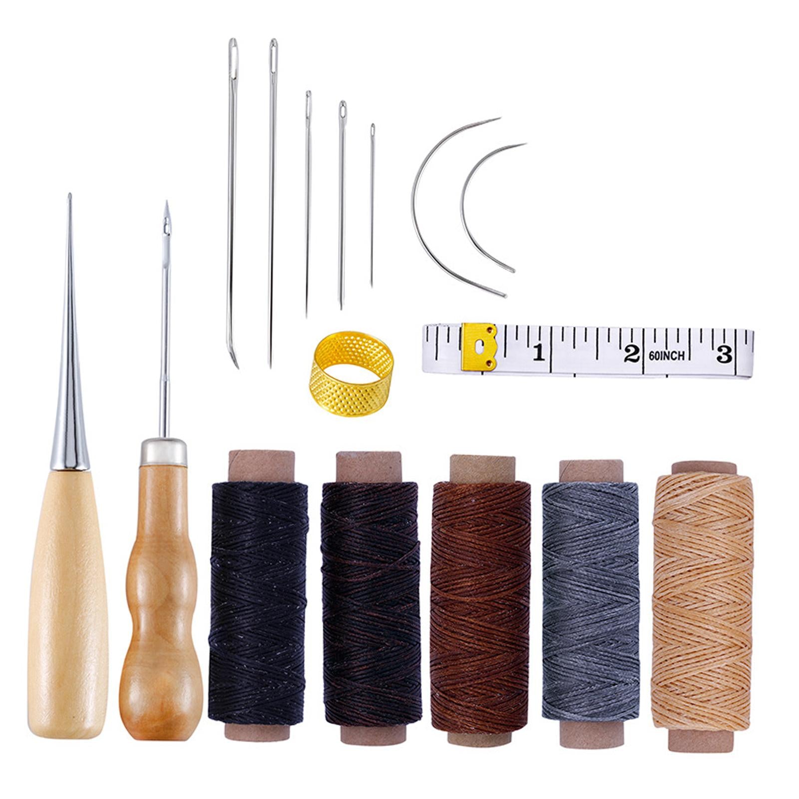 Leather Sewing Tools Stitching Punch Tools Kit Awl 150D Wax Thread Carving