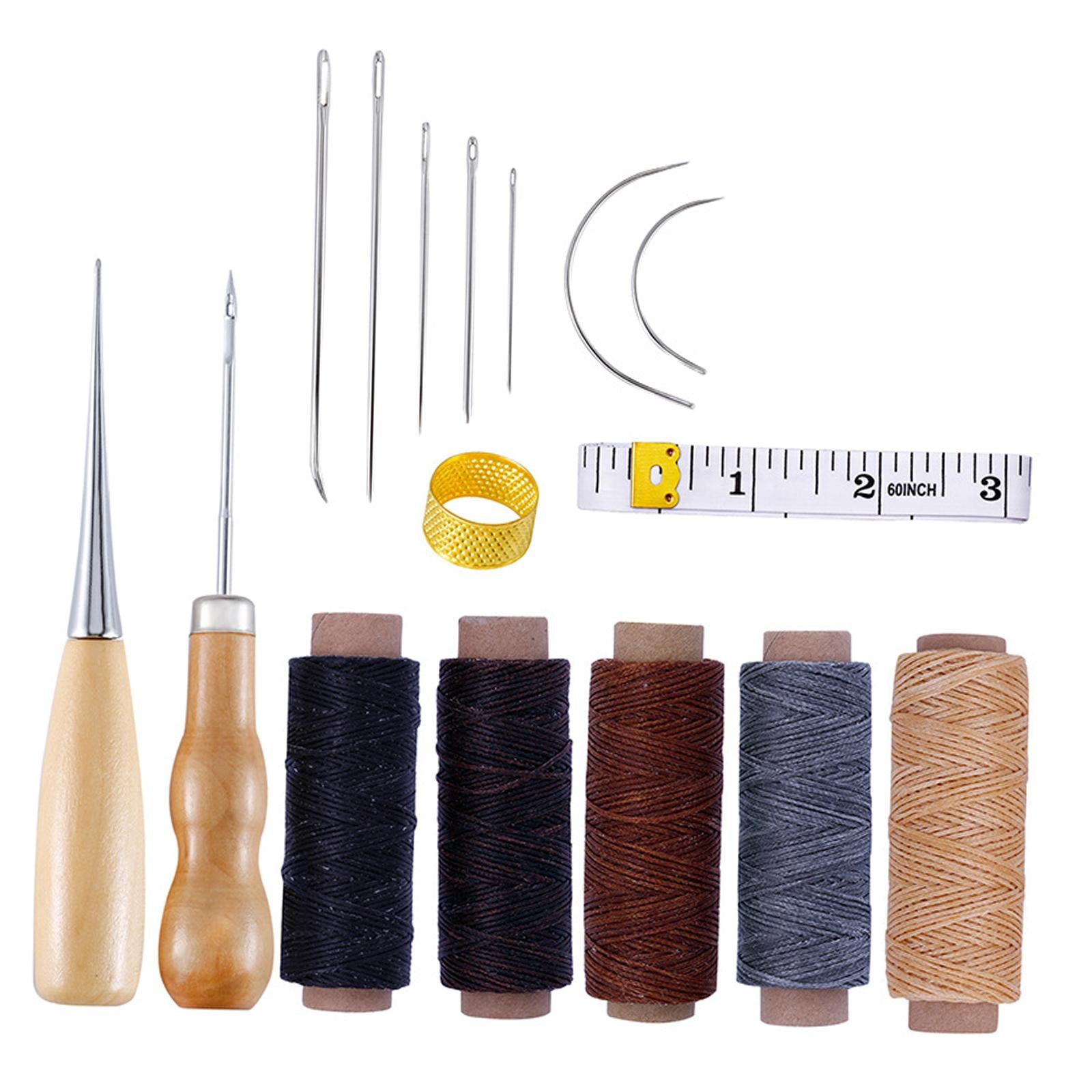Leather Sewing Tools Stitching Punch Tools Kit Awl 150D Wax Thread Carving