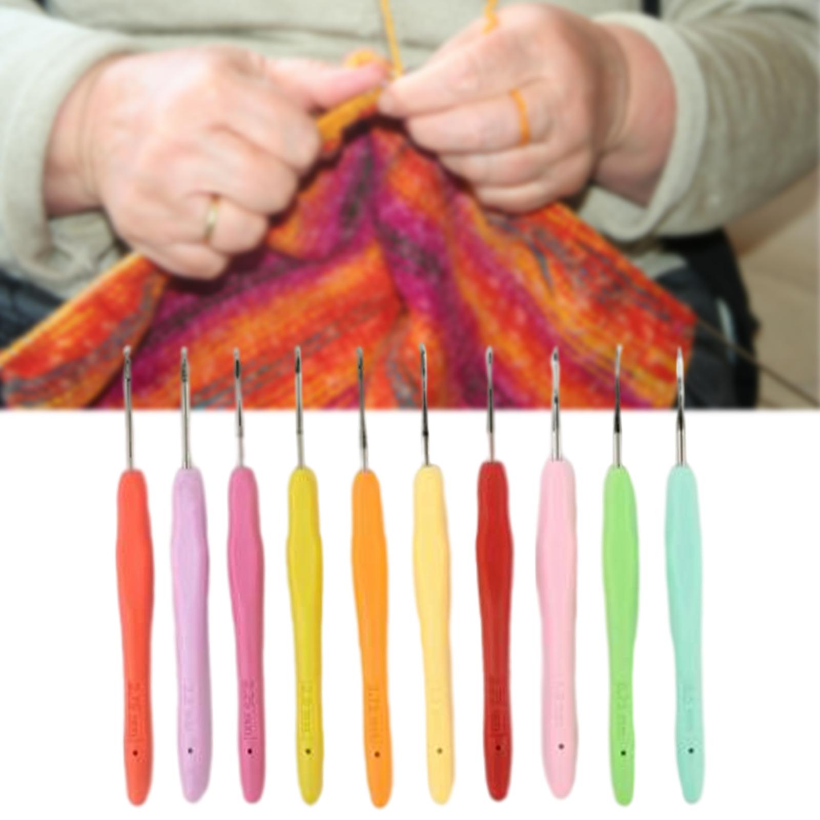 10x Crochet Hooks Kit Ergonomic Handle for Women Beginners Household