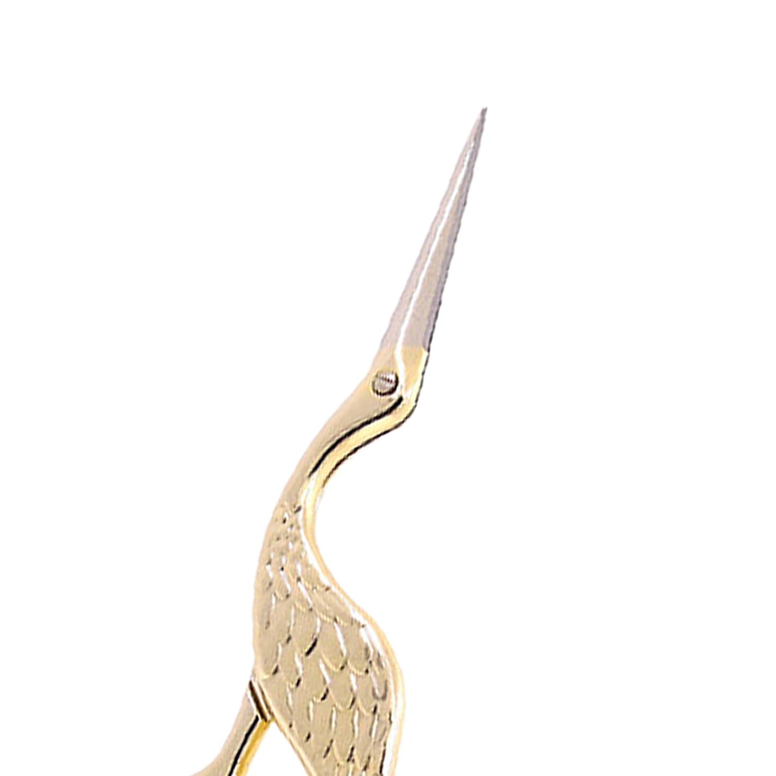 Antique Crane Design Scissors 13cm DIY Craft Cross Stitch Stainless Steel Golden