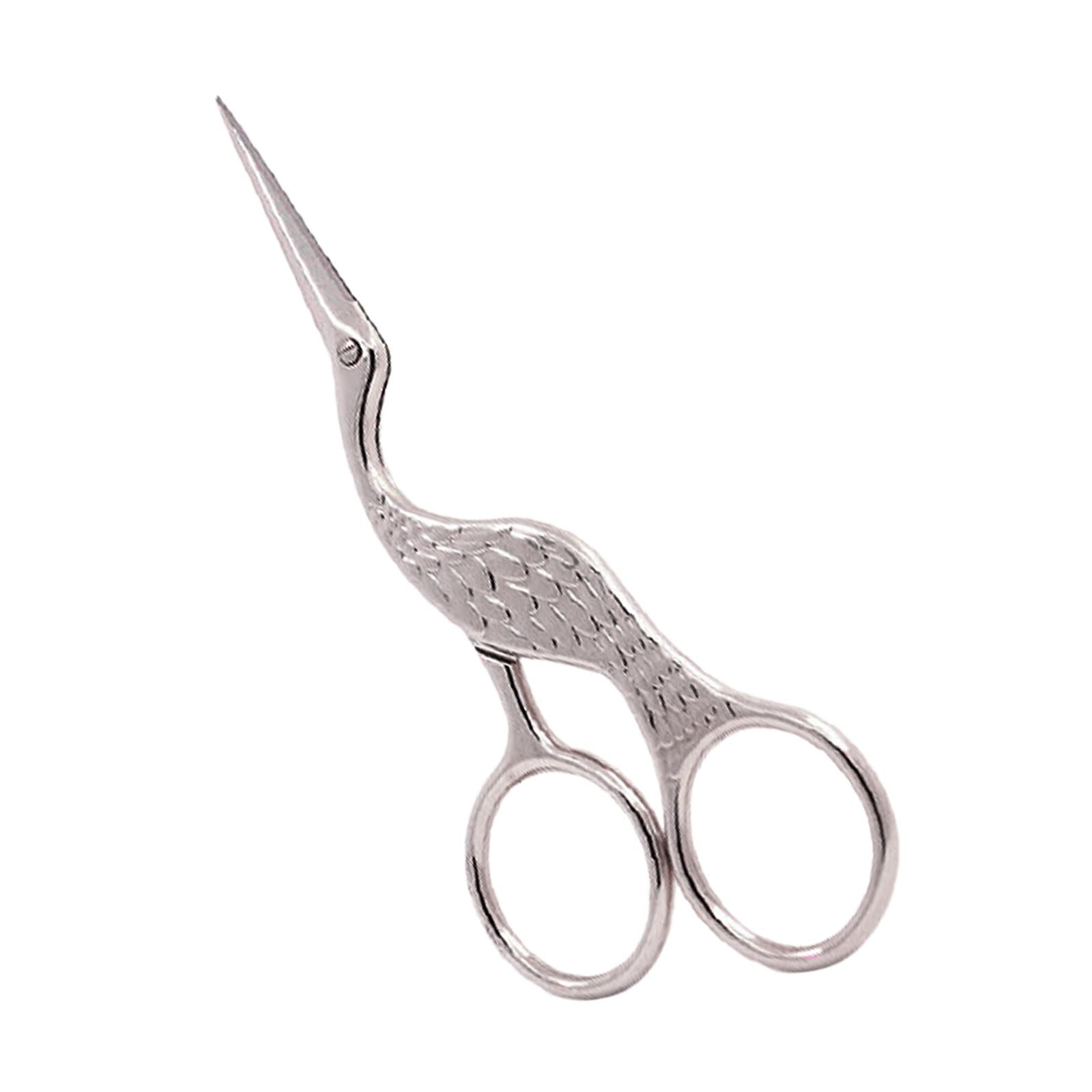 Antique Crane Design Scissors 13cm DIY Craft Cross Stitch Stainless Steel Silver