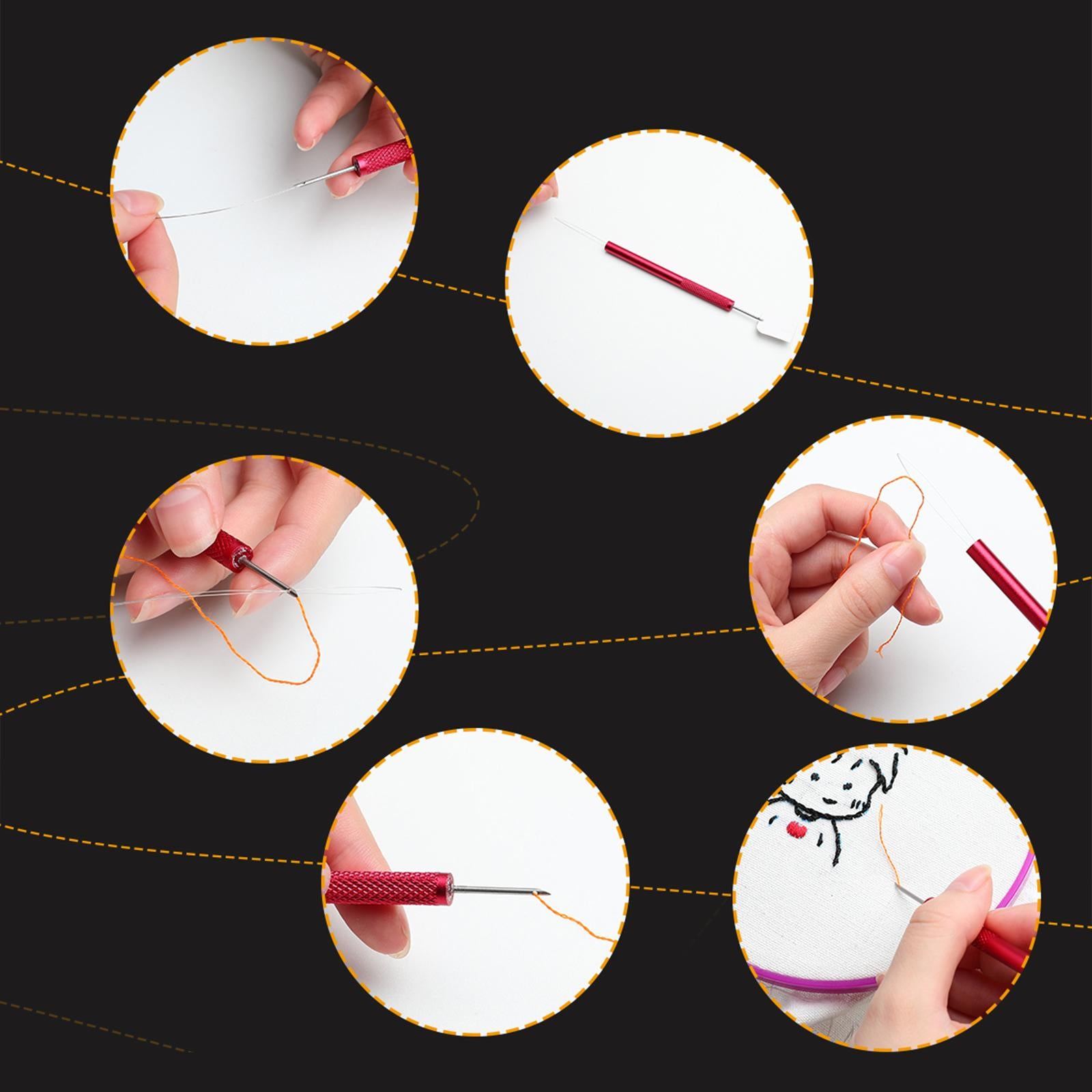 Punch Needle Kits Embroidery Pen Needle Threader Set Cross Stitching Blue