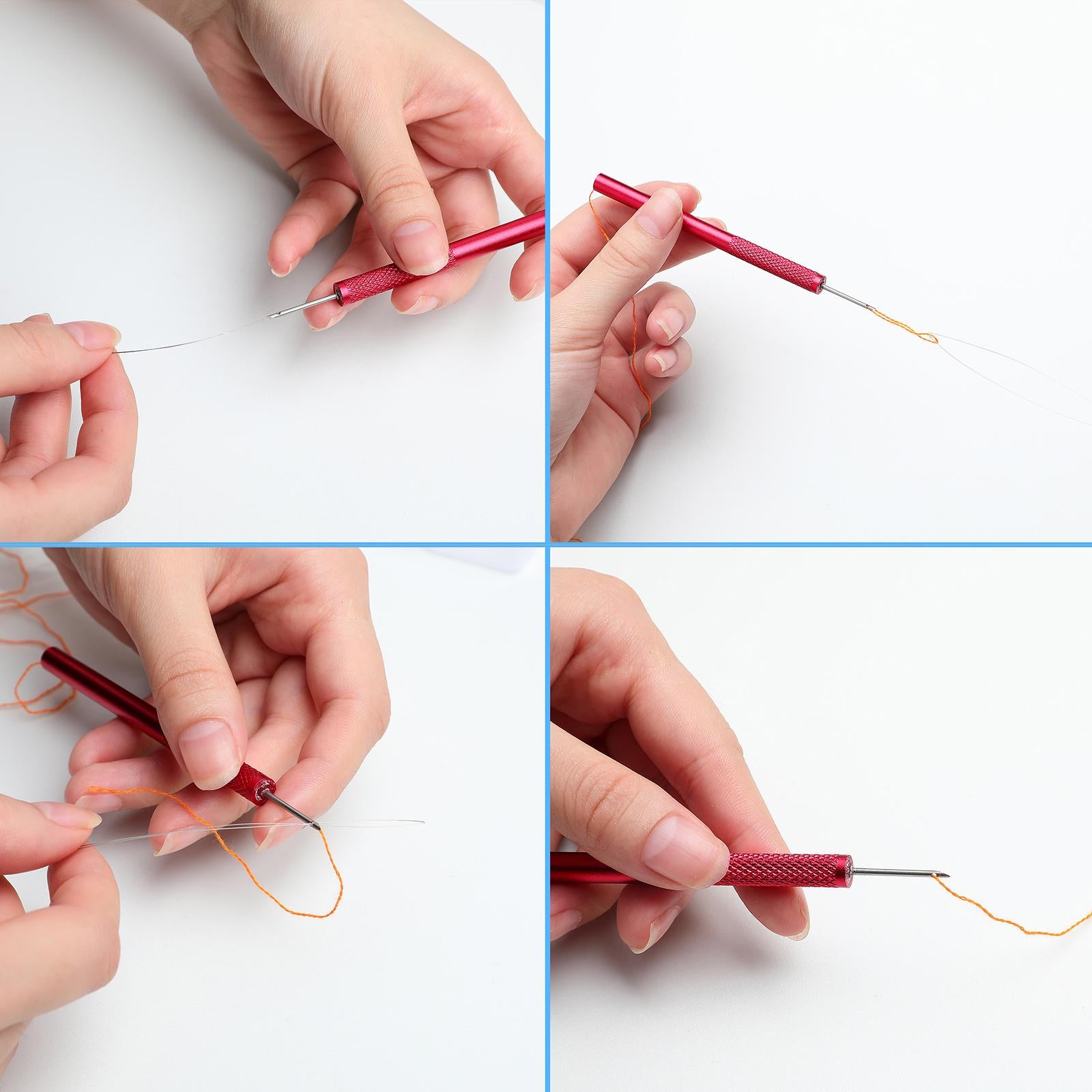 Punch Needle Kits Embroidery Pen Needle Threader Set Cross Stitching Blue