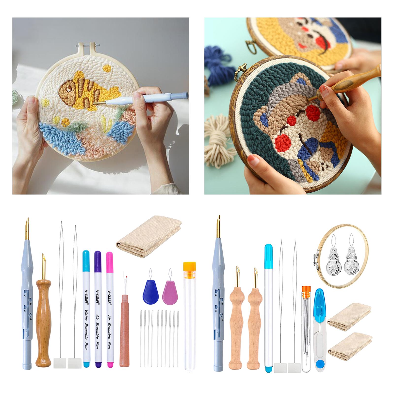 Embroidery Pen Punch Needle Kits Making Crafts Tools With scissors