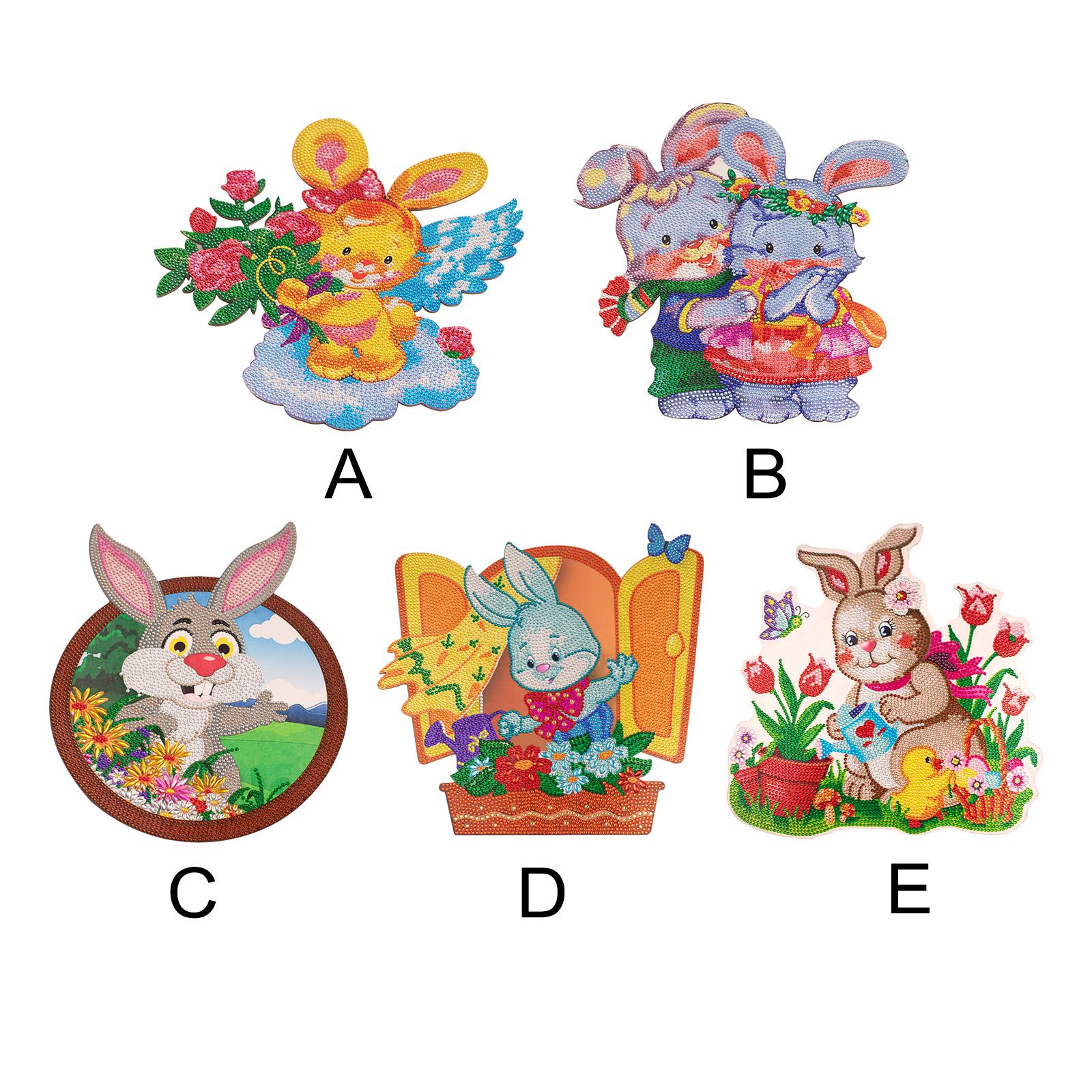 Easter Bunny Diamond Painting Kits Round Acrylic Decoration Ornaments A