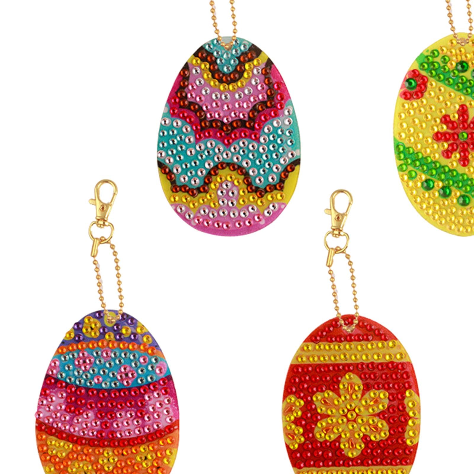 5x Diamond Painting Keychain Easter Egg Ornaments Bag Charms Mosaic Making Easter Eggs