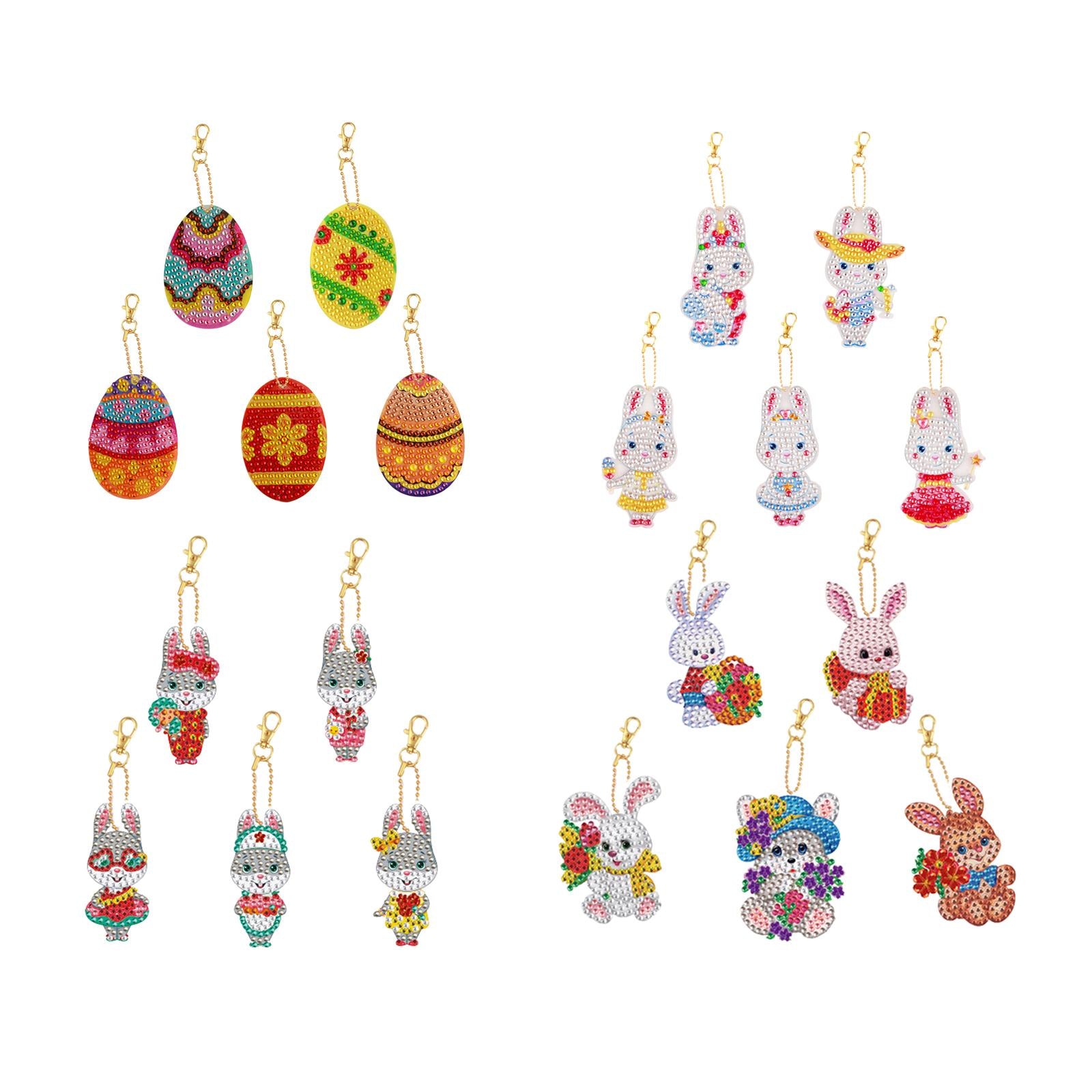 5x Diamond Painting Keychain Easter Egg Ornaments Bag Charms Mosaic Making Easter Eggs