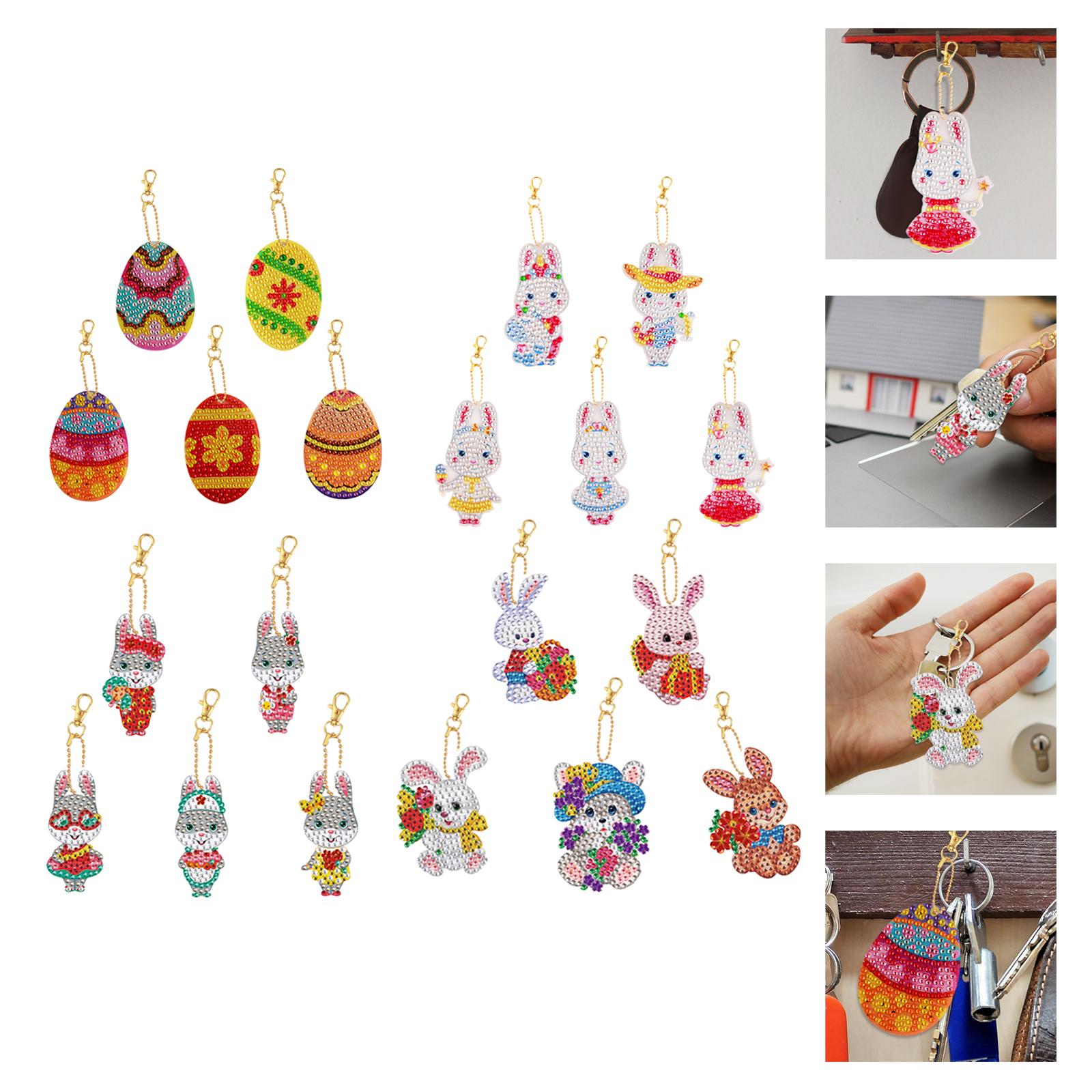 5x Diamond Painting Keychain Easter Egg Ornaments Bag Charms Mosaic Making Easter Eggs
