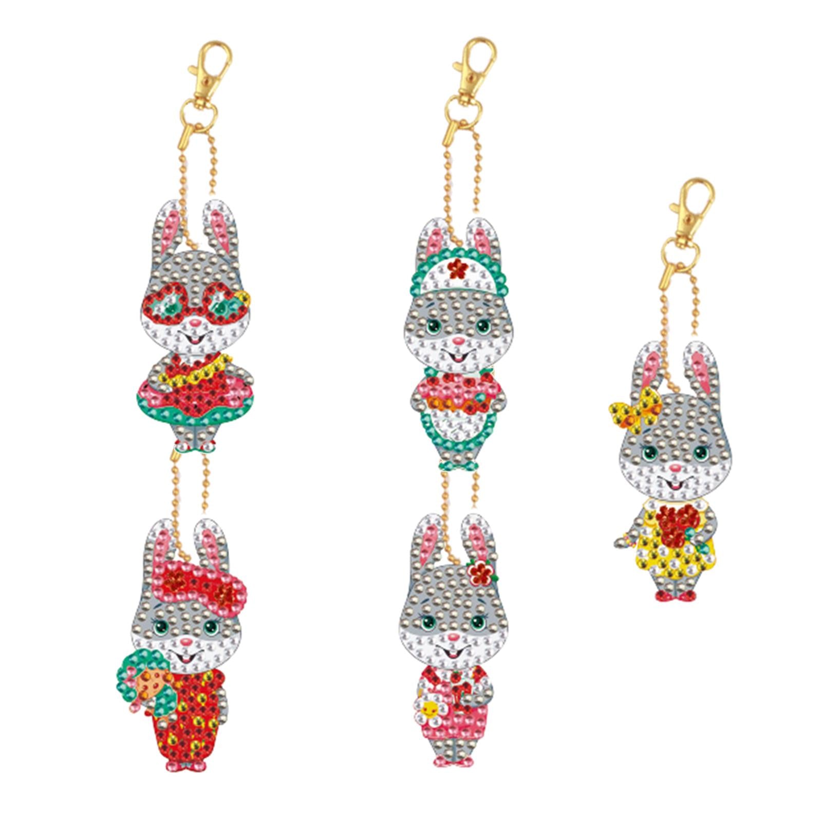 5x Diamond Painting Keychain Easter Egg Ornaments Bag Charms Mosaic Making Easter Bunny B