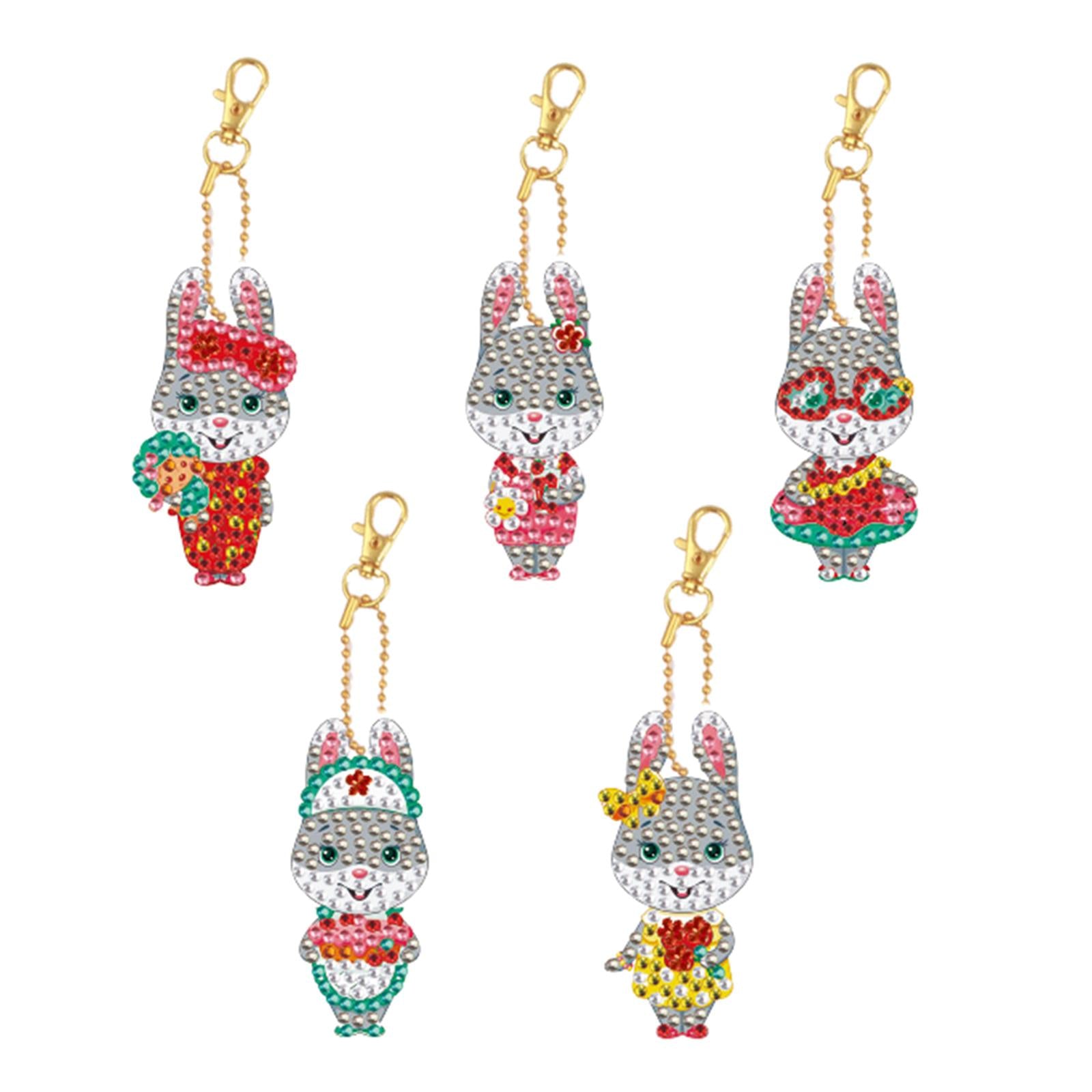 5x Diamond Painting Keychain Easter Egg Ornaments Bag Charms Mosaic Making Easter Bunny B