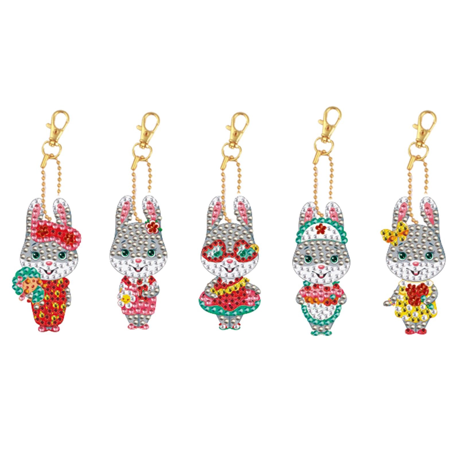 5x Diamond Painting Keychain Easter Egg Ornaments Bag Charms Mosaic Making Easter Bunny B