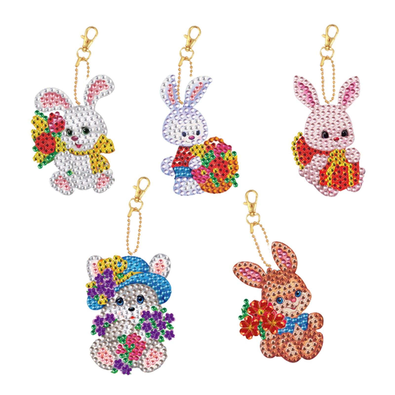 5x Diamond Painting Keychain Easter Egg Ornaments Bag Charms Mosaic Making Easter Bunny C