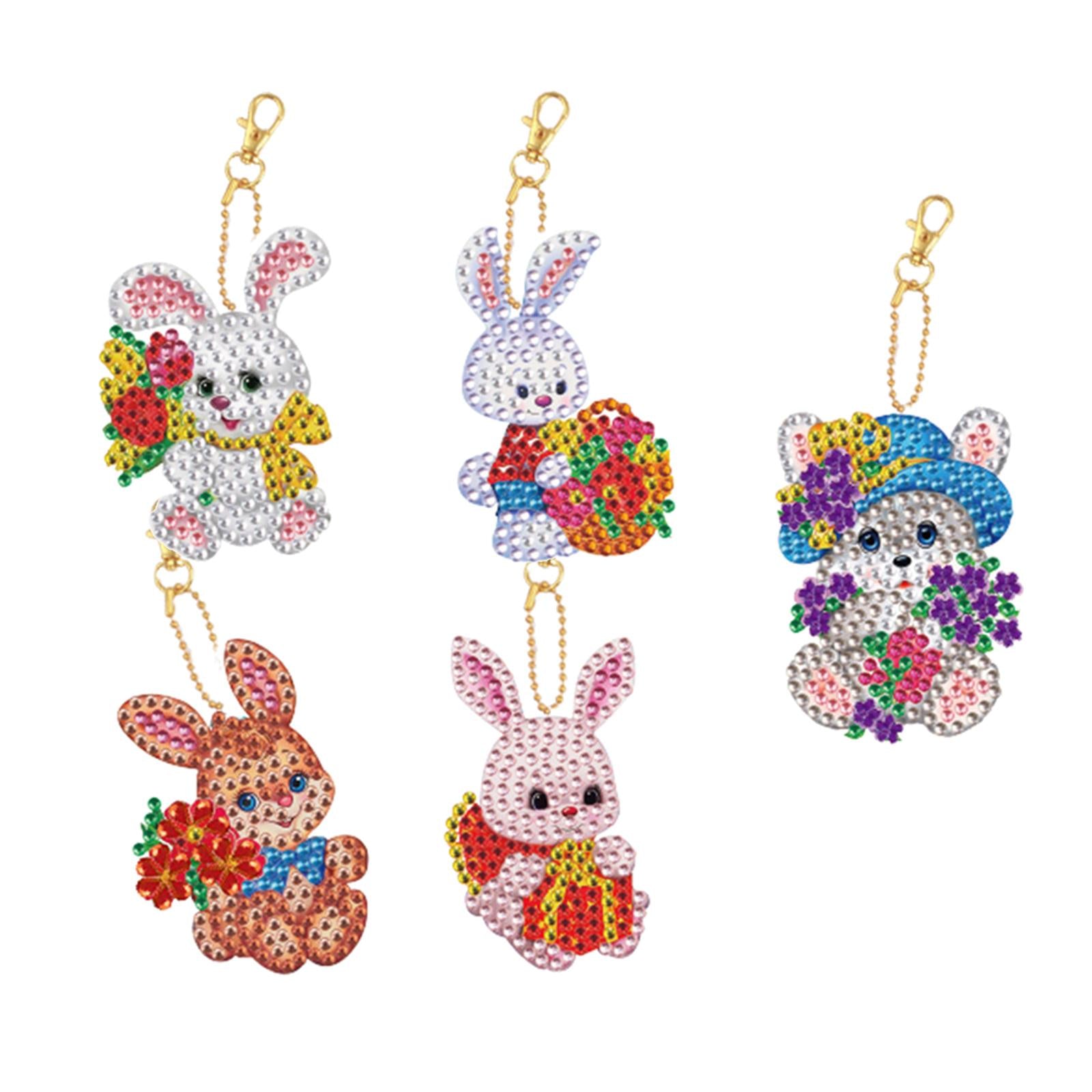 5x Diamond Painting Keychain Easter Egg Ornaments Bag Charms Mosaic Making Easter Bunny C