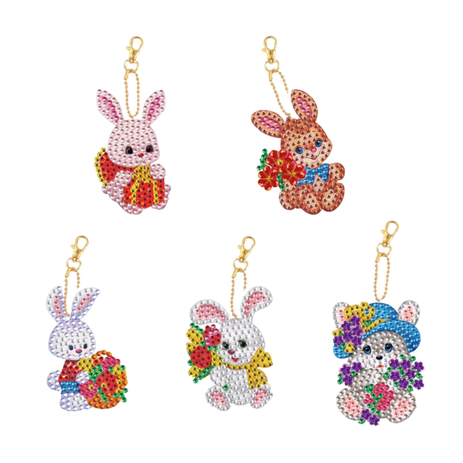 5x Diamond Painting Keychain Easter Egg Ornaments Bag Charms Mosaic Making Easter Bunny C