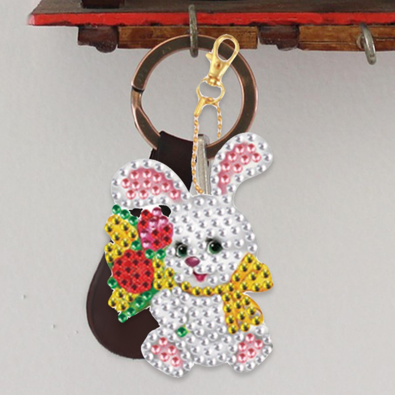 5x Diamond Painting Keychain Easter Egg Ornaments Bag Charms Mosaic Making Easter Bunny C