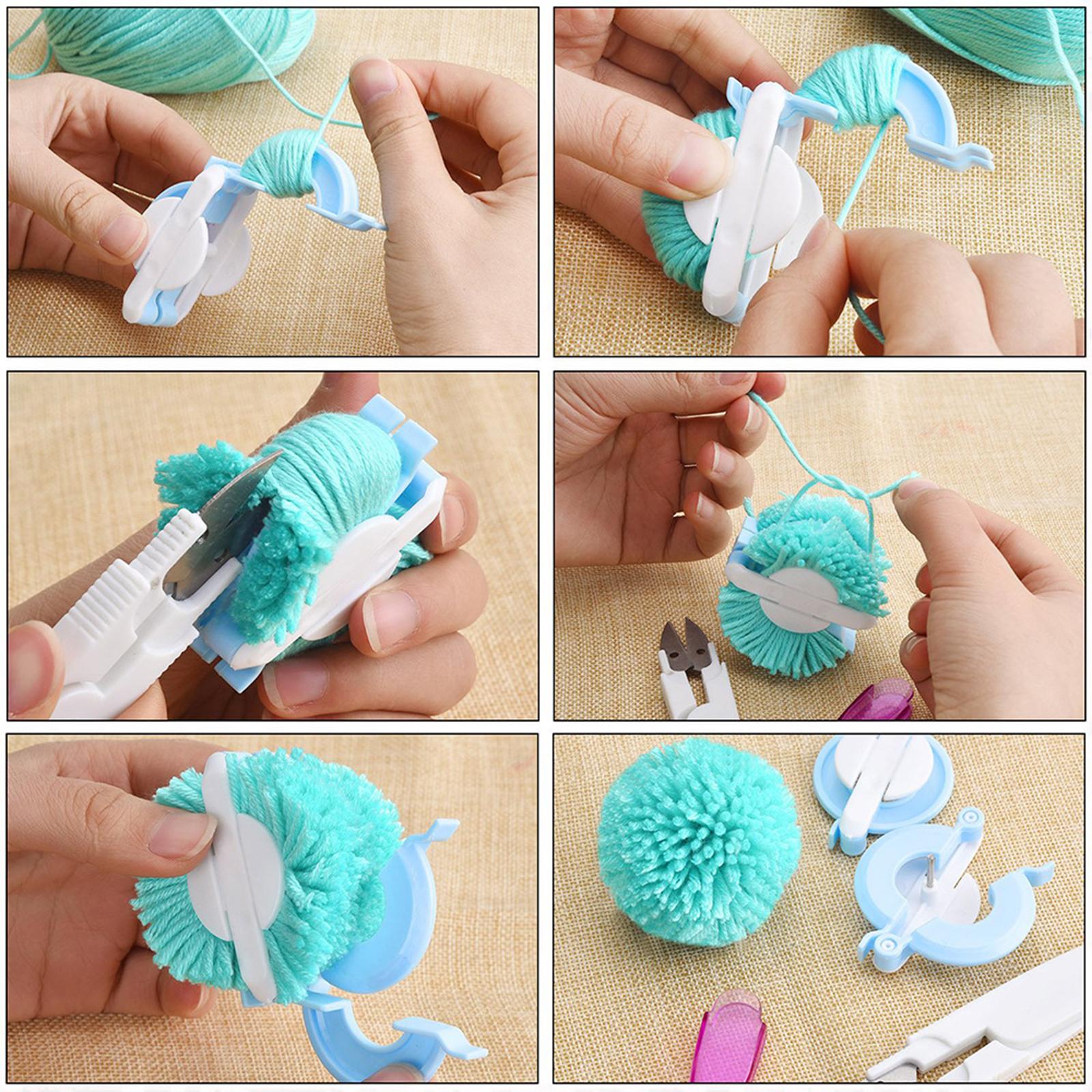 4 Sizes Pompom Maker Fluff Ball Weaver Weaving Knitting Wool Tool w/ Scissor