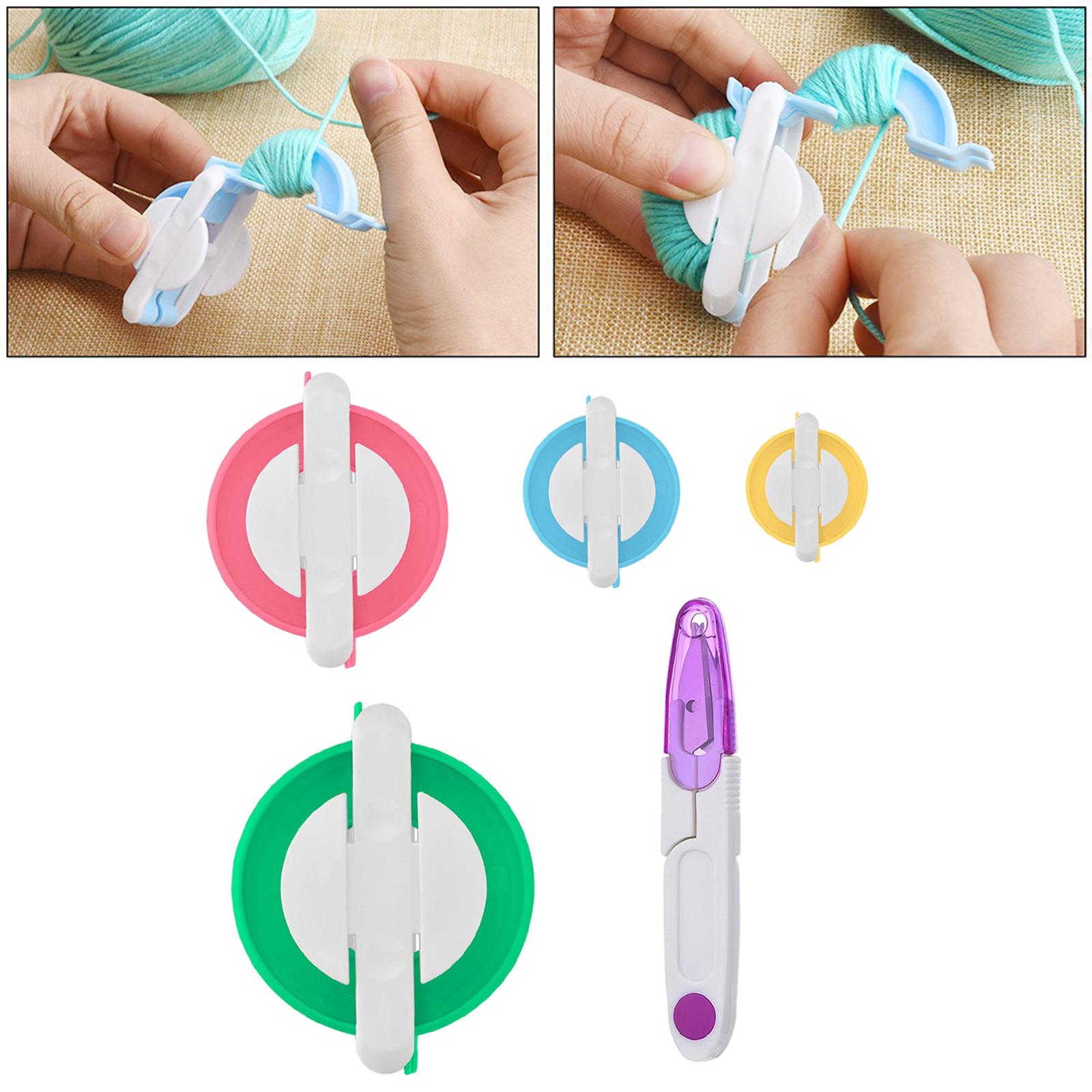 4 Sizes Pompom Maker Fluff Ball Weaver Weaving Knitting Wool Tool w/ Scissor