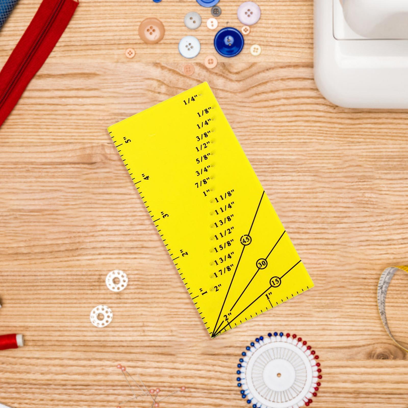 Sew Seam Allowance Ruler Perforated DIY Measuring Tool Gauge Trim Yellow