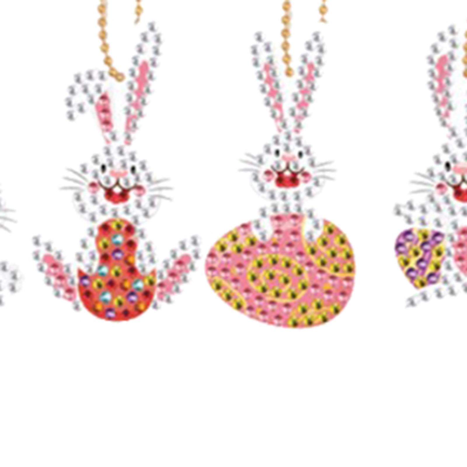 5Pcs Diamond Painting Keychains Easter Egg Mosaic Making Key Ring Pendant 5PCS Easter Bunny