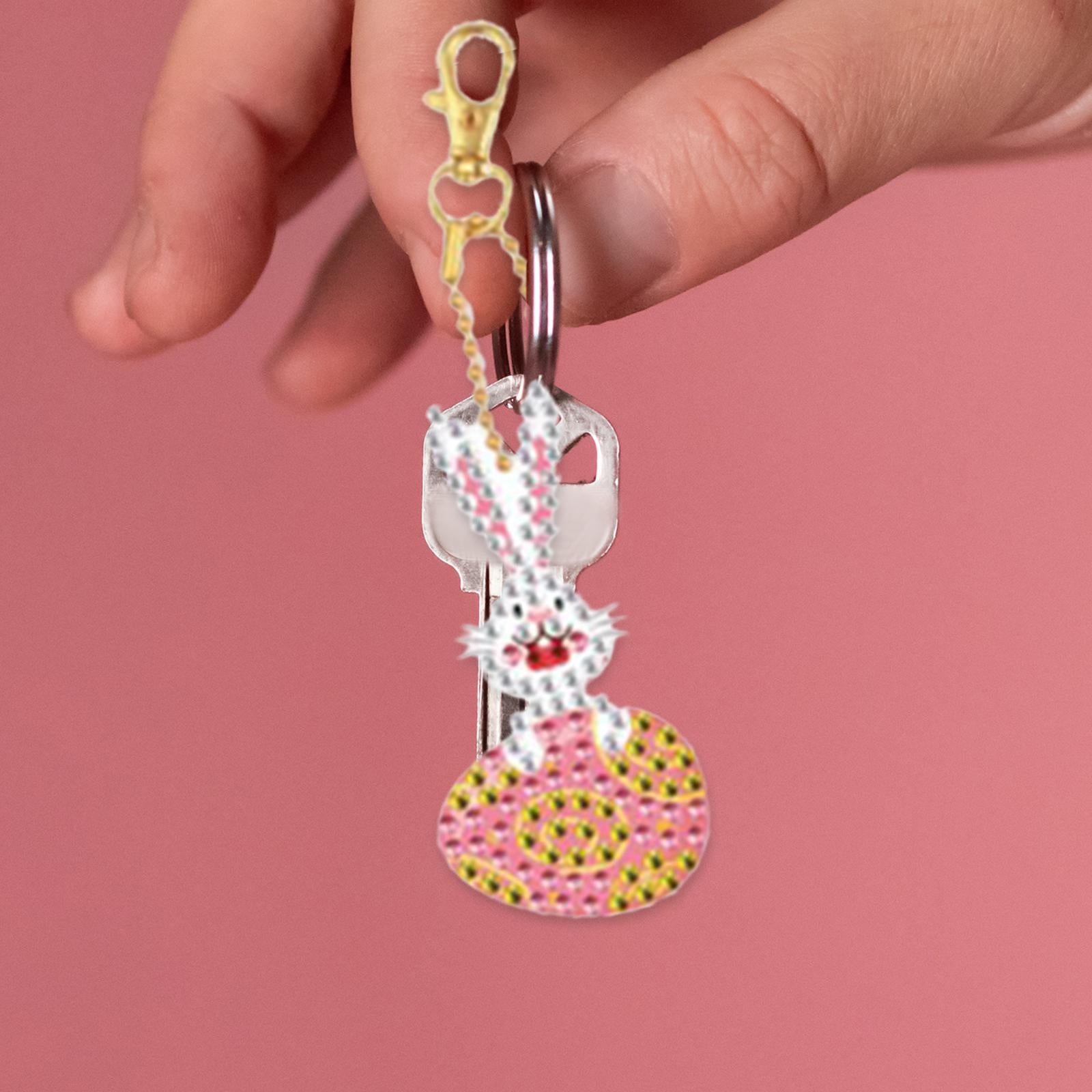 5Pcs Diamond Painting Keychains Easter Egg Mosaic Making Key Ring Pendant 5PCS Easter Bunny