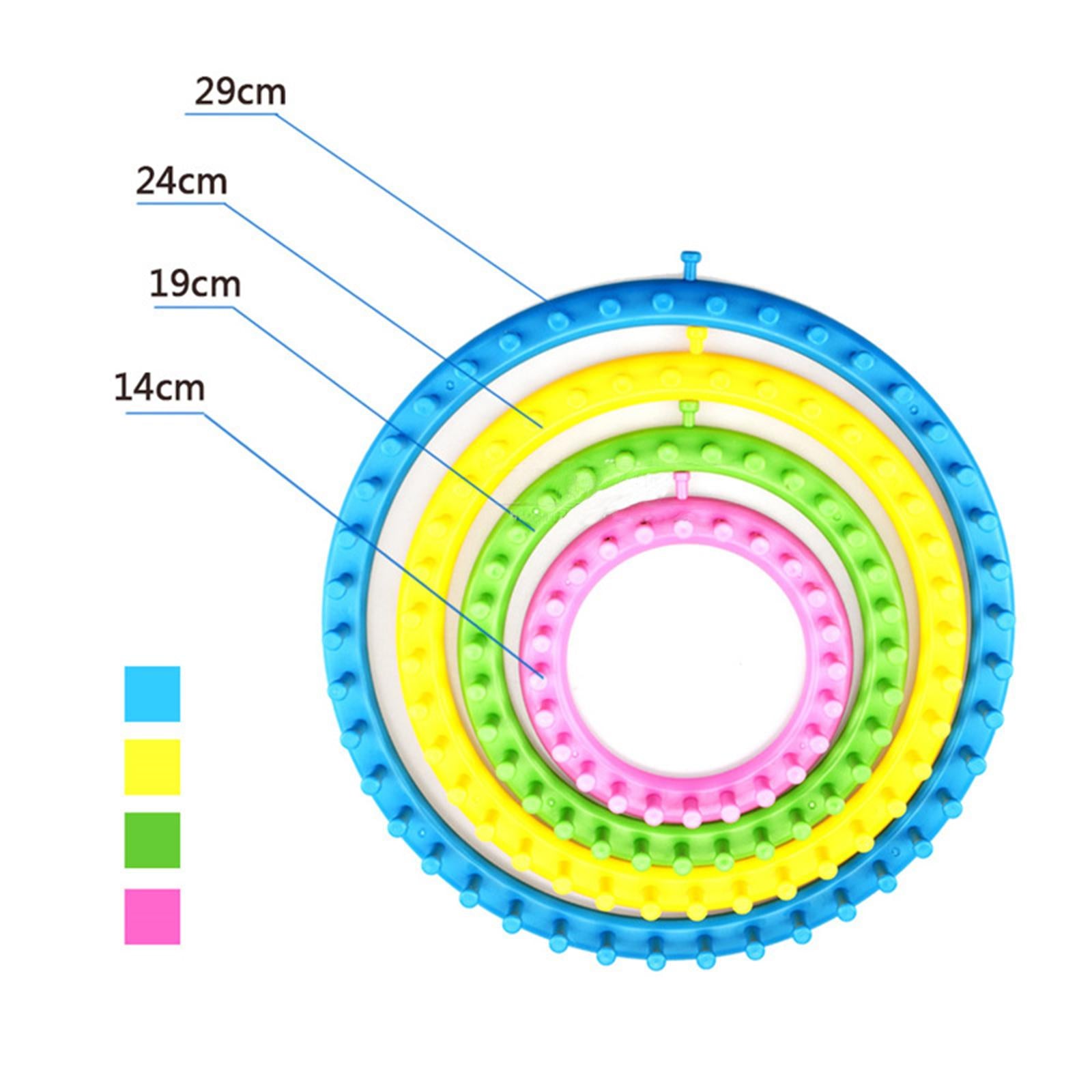 Set of 4 Circle Looms Knitting Kit with Hook Needle Easy to Use DIY Plastic