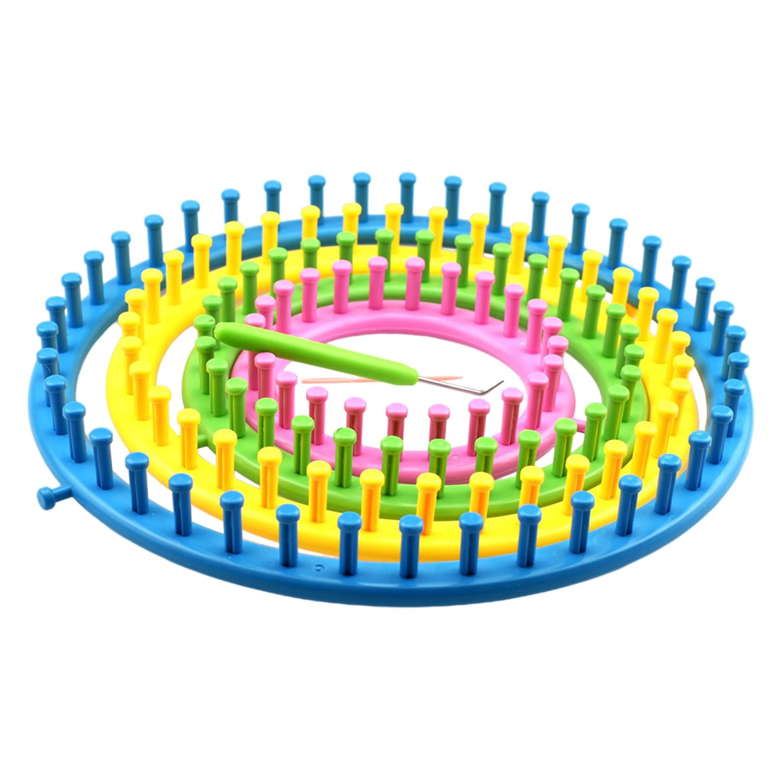 Set of 4 Circle Looms Knitting Kit with Hook Needle Easy to Use DIY Plastic
