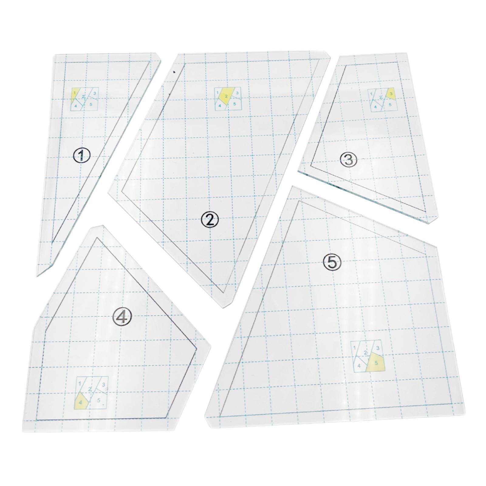 5pcs Quilting Template Set Transparent DIY Hand Patchwork Ruler DIY Tools