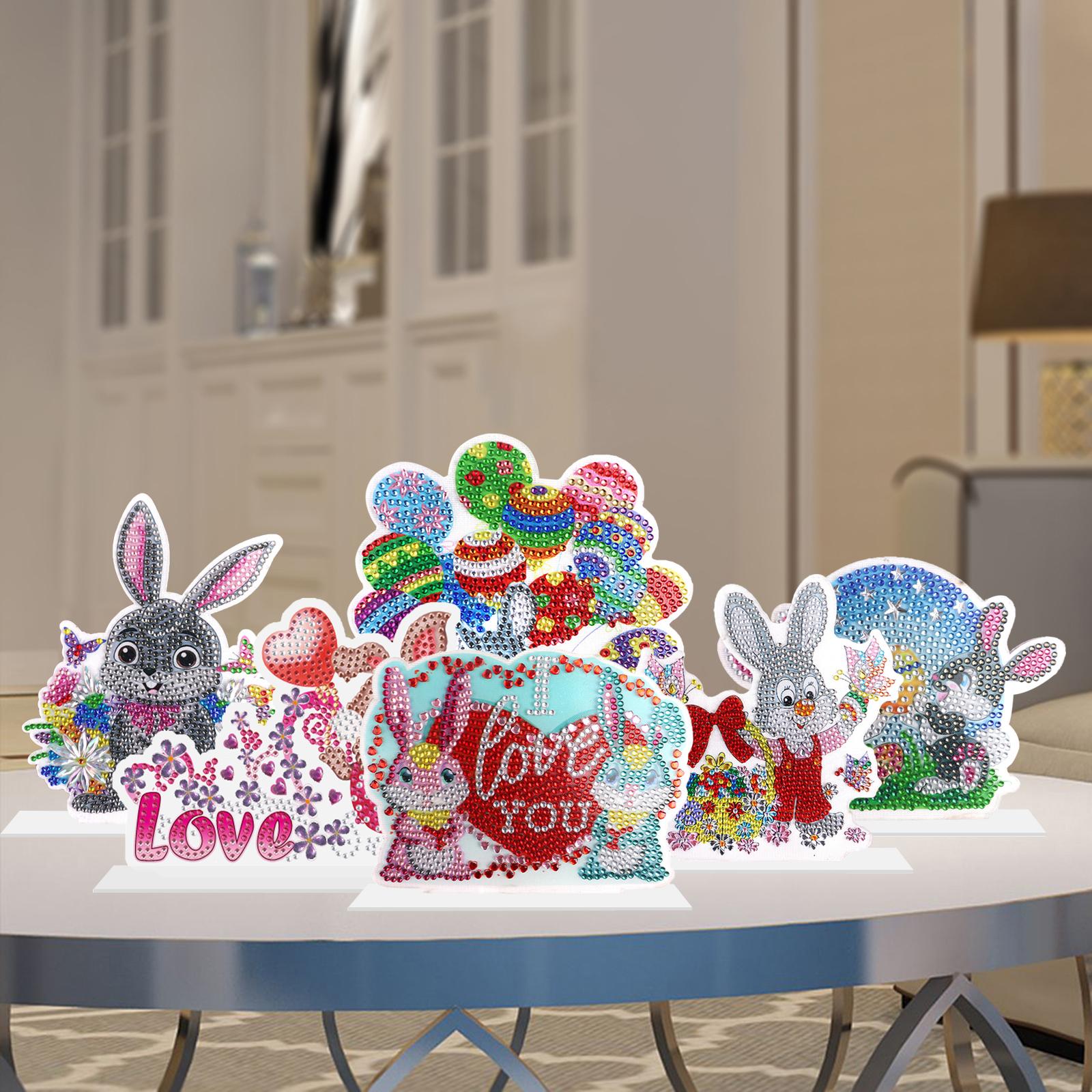 DIY 5D Diamond Painting Easter Bunny Ornament for Kids Adults Holiday Gift A