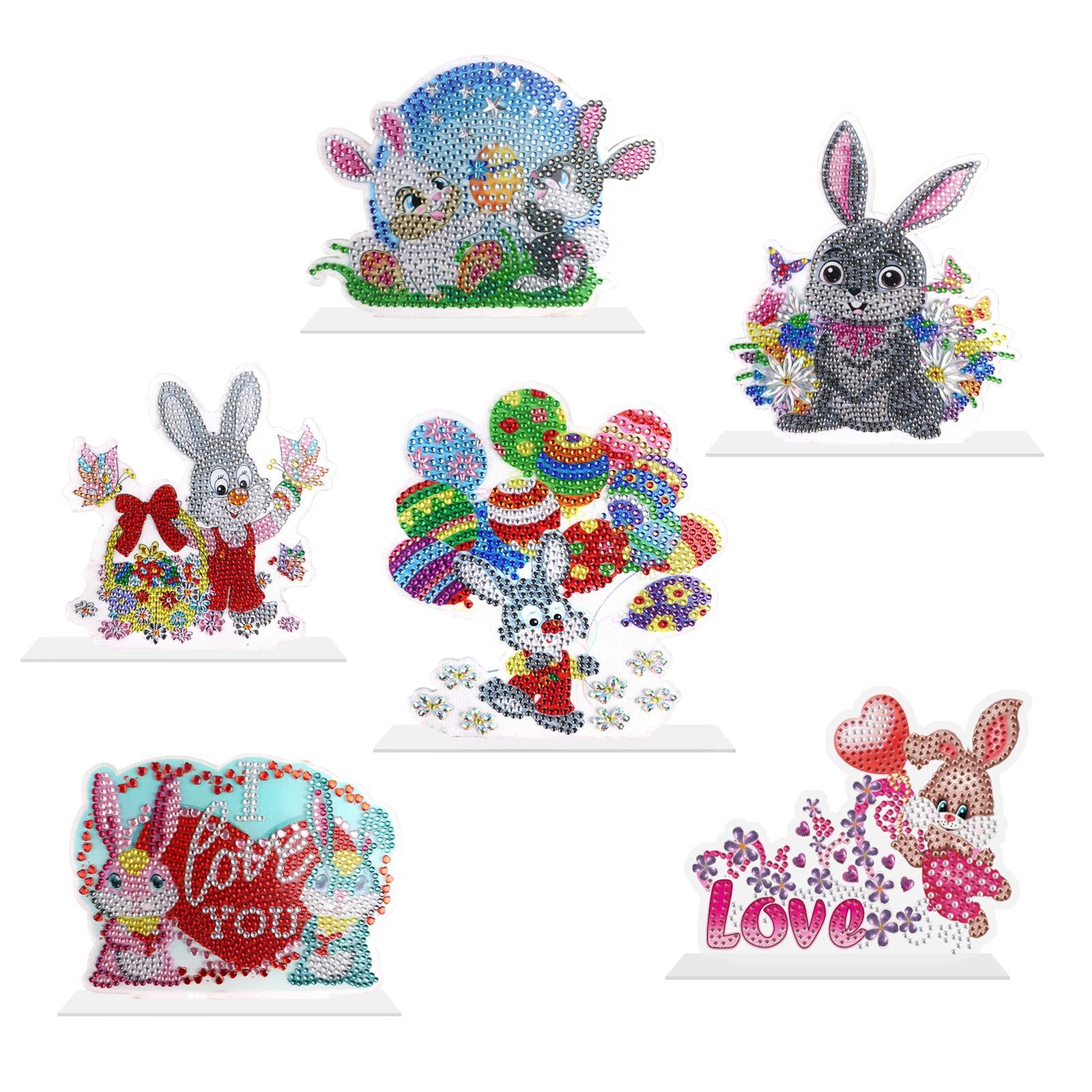 DIY 5D Diamond Painting Easter Bunny Ornament for Kids Adults Holiday Gift A