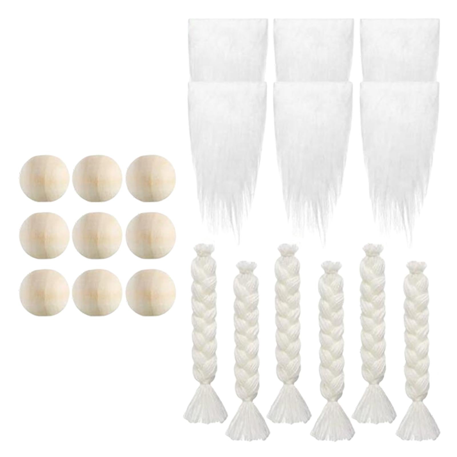 Faux Fur Fabric Gnome Beard Costume 3 Pairs Braids Gnome Nose for Decor White