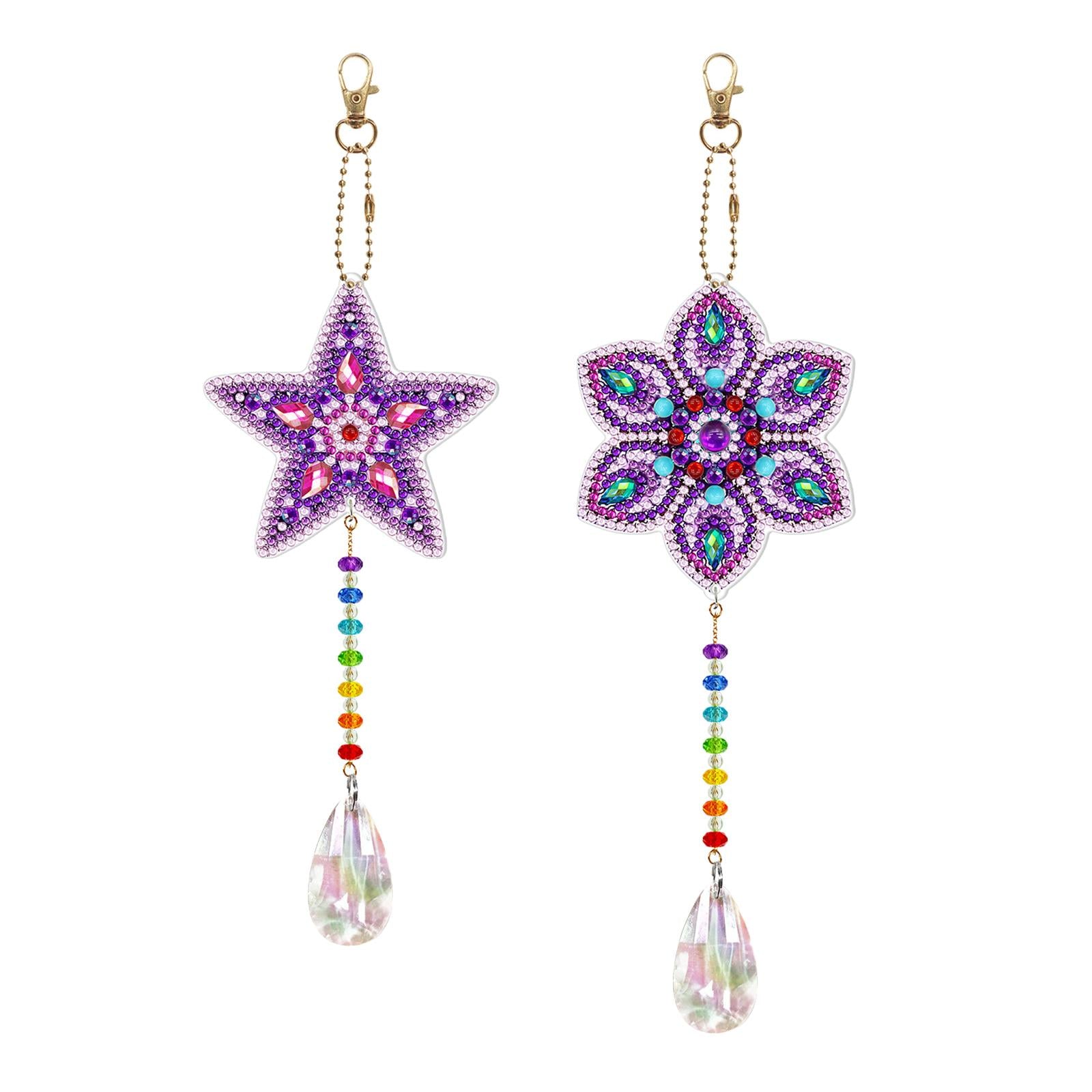2 Pieces DIY 5D Diamond Painting Keychains Kits Ornaments Quality Material