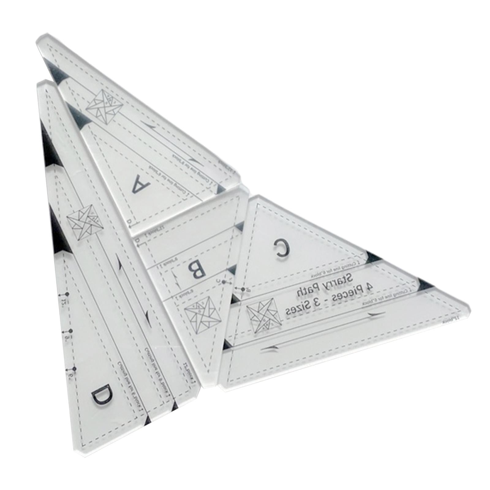 4x Triangle Quilting Ruler Sewing Stencil Transparent Handmade for Tailor