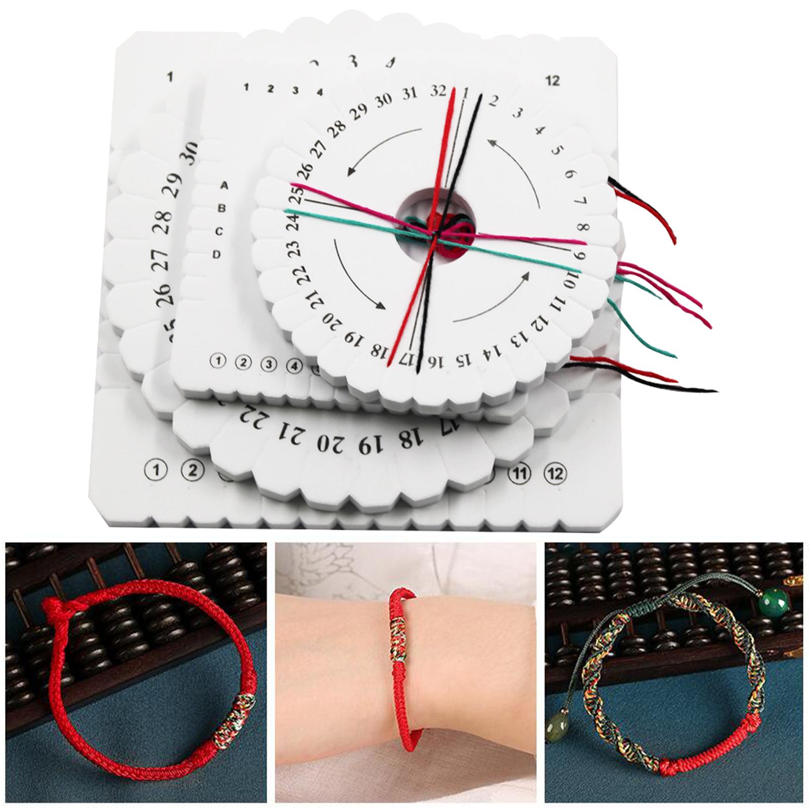 4X Round Square Kumihimo Disc Square Braided Cord String Bracelet Handmade
