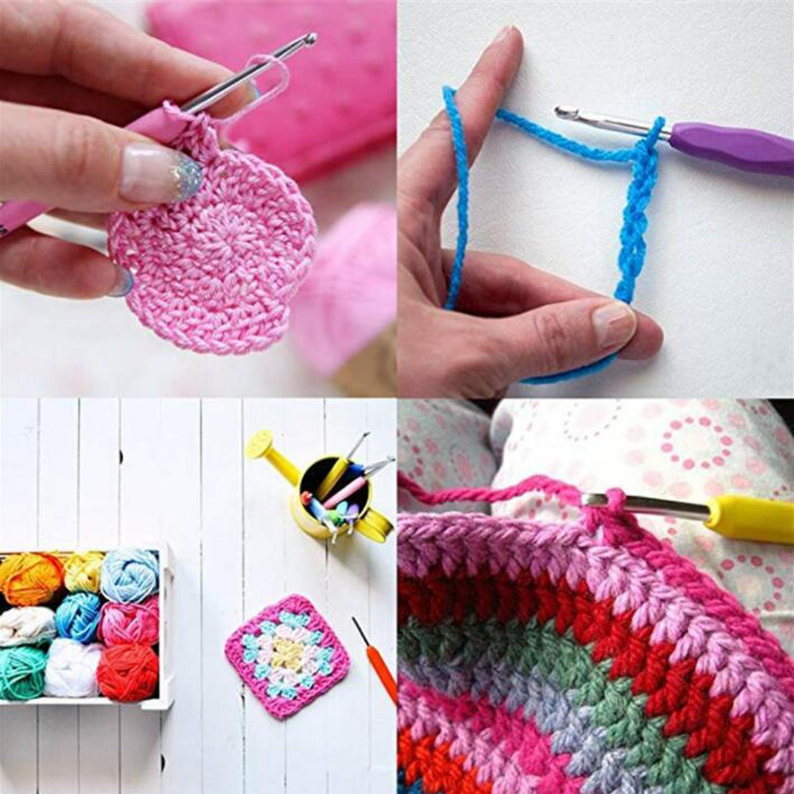 Sewing Tool Crochet Hooks Kit Yarn Knitting Needles Ergonomic Grip Tools