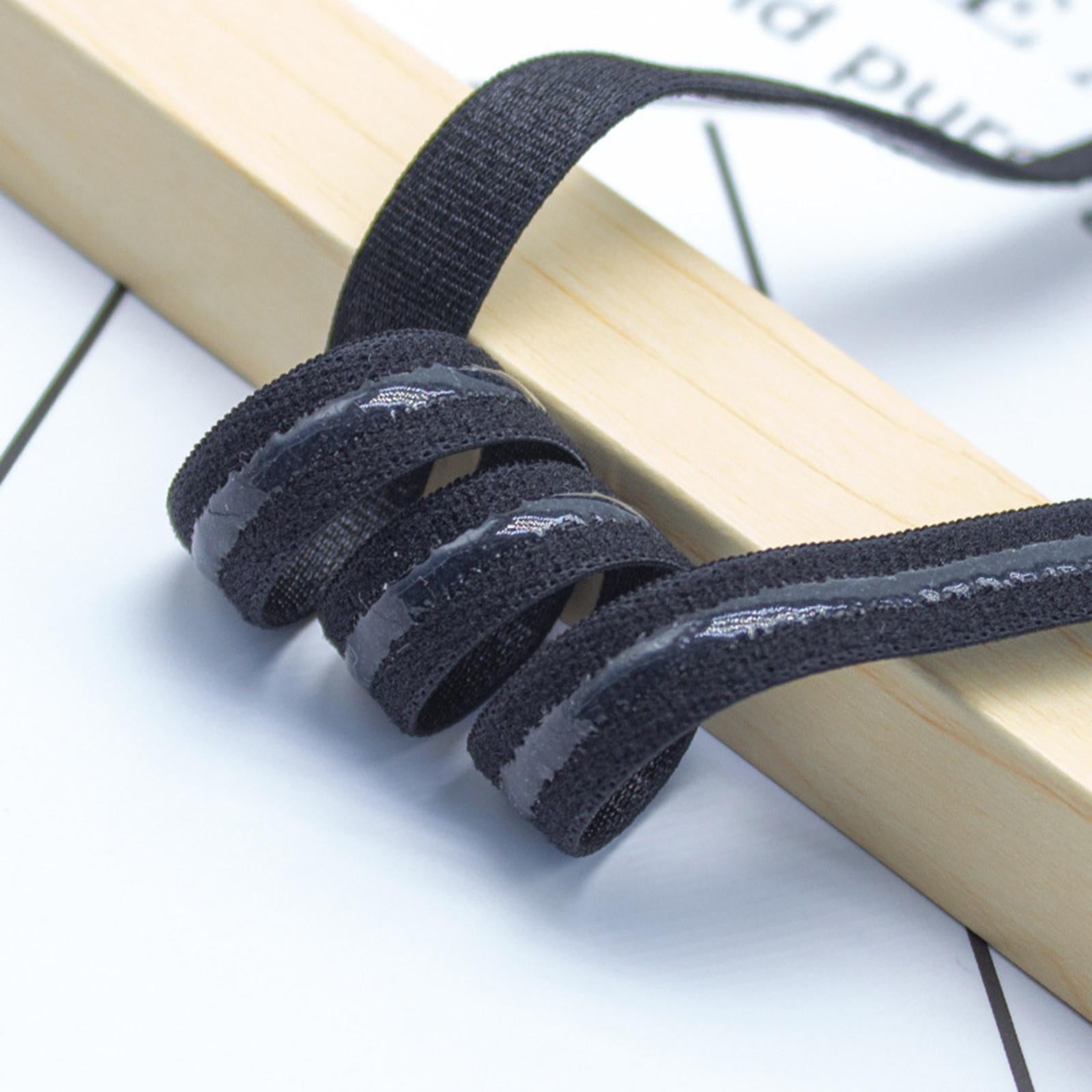 Non-Slip Hair Band Sewing Project Elastic Band Silicone Gripper for Garment Black