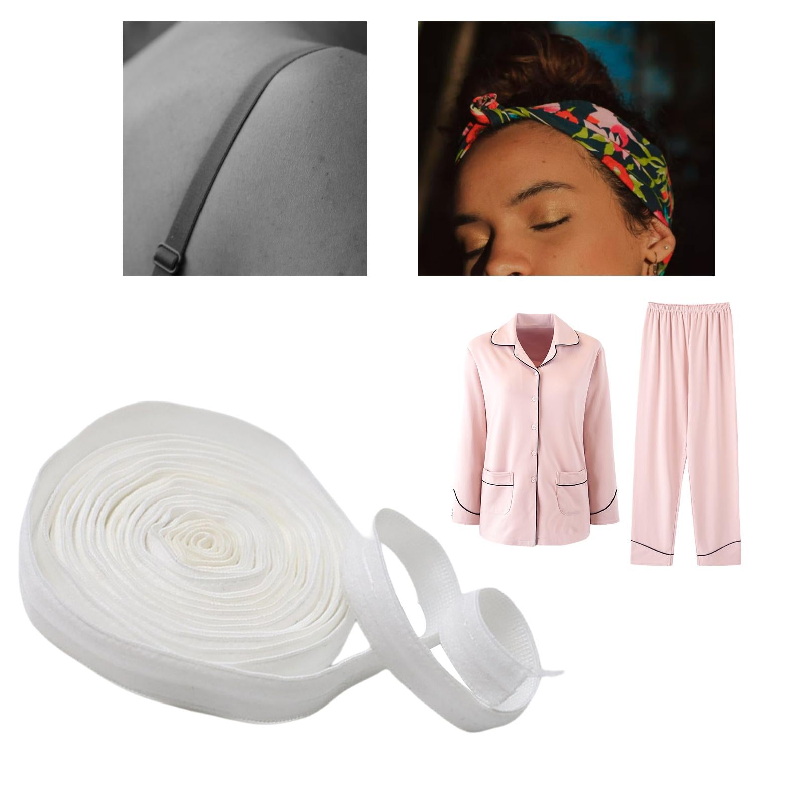 Non-Slip Hair Band Sewing Project Elastic Band Silicone Gripper for Garment White