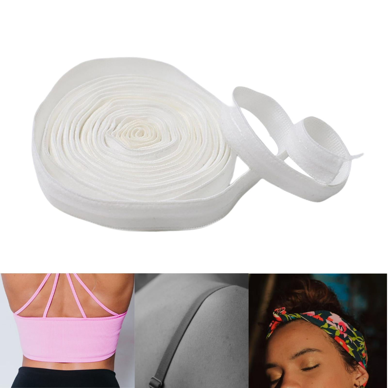 Non-Slip Hair Band Sewing Project Elastic Band Silicone Gripper for Garment White