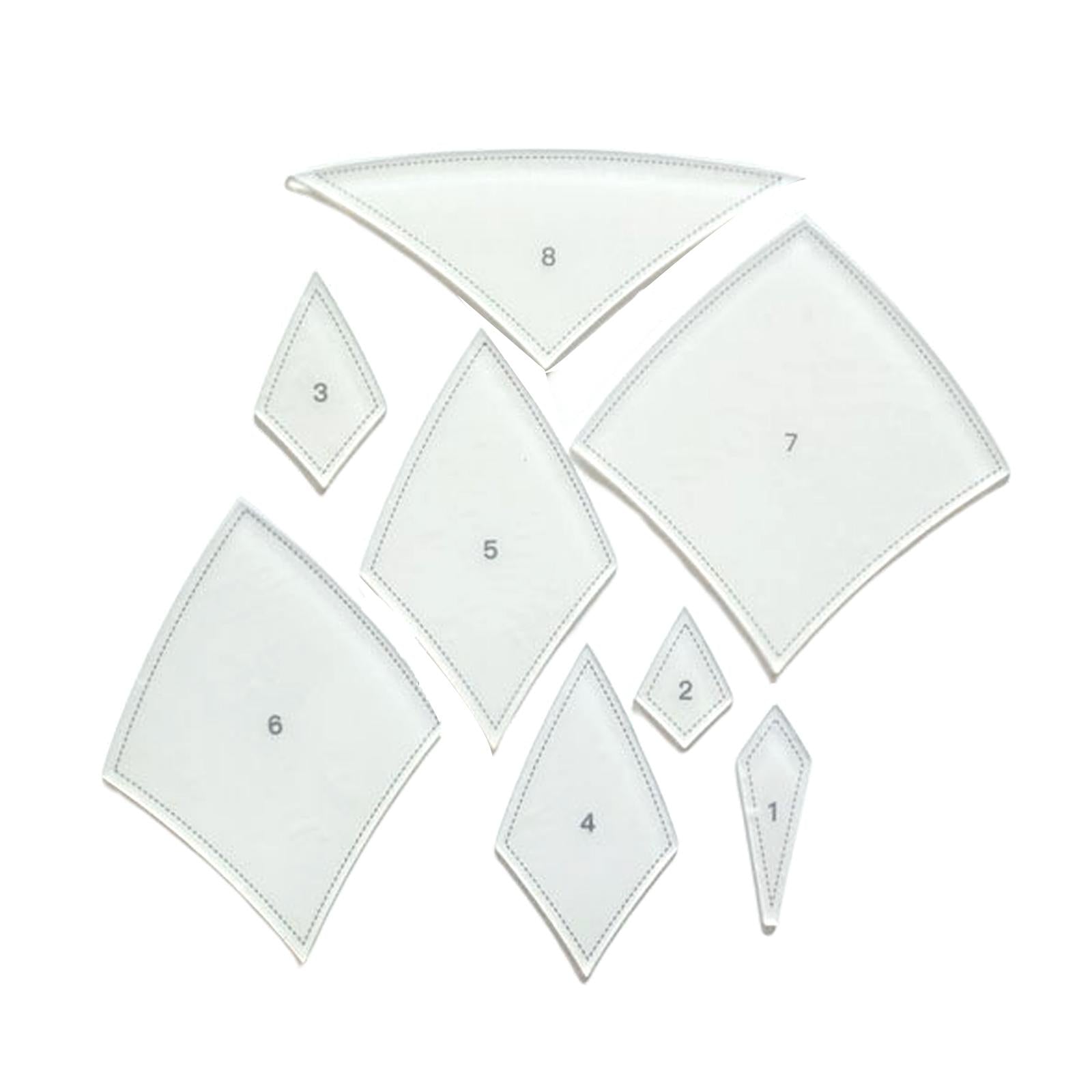 8 Pieces Diamond Quilting Acrylic Templates Cloth Cutting Rulers DIY Tool M