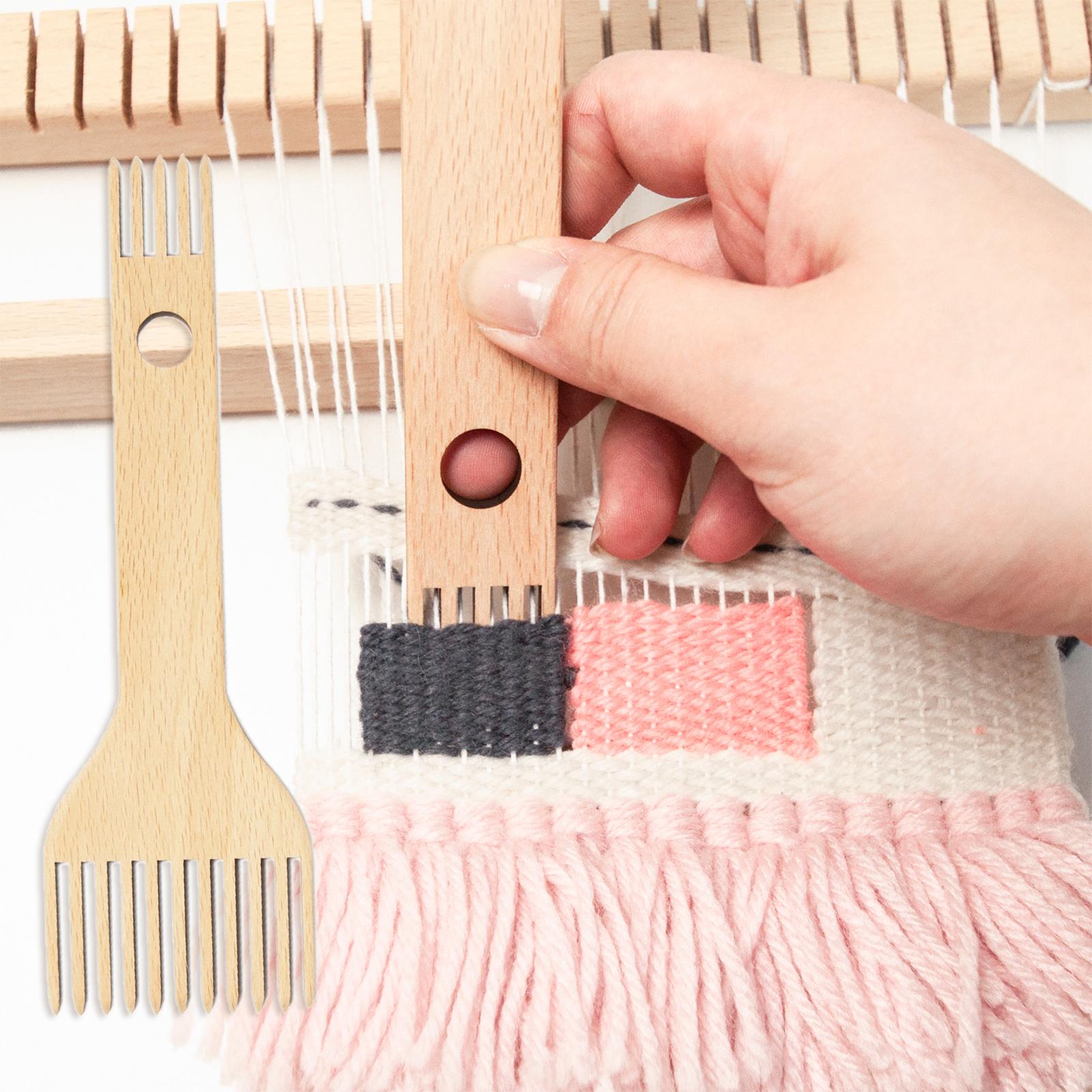 Wooden Weaving Loom Comb Double-Ended Handcraft Tapestry Crafts Weaving Tool