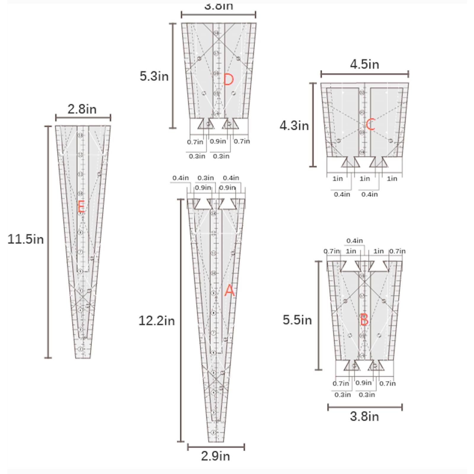 Triangle Quilting Template Sewing Cutting Patchwork Ruler 22inch Length