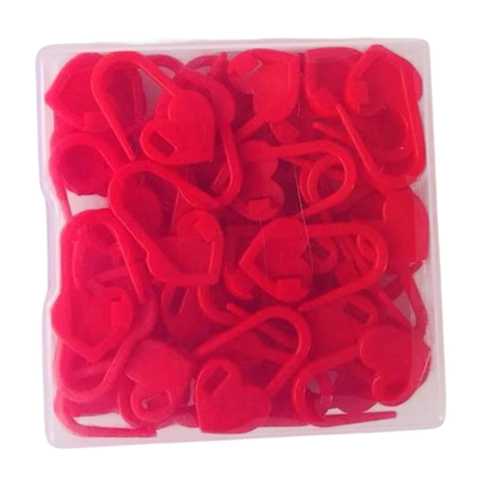 50PCS/Set Knitting Crochet Locking Stitch Needle Clip Markers Tool red