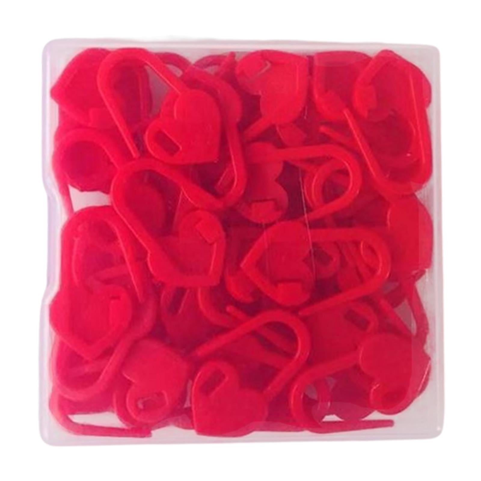 50PCS/Set Knitting Crochet Locking Stitch Needle Clip Markers Tool red