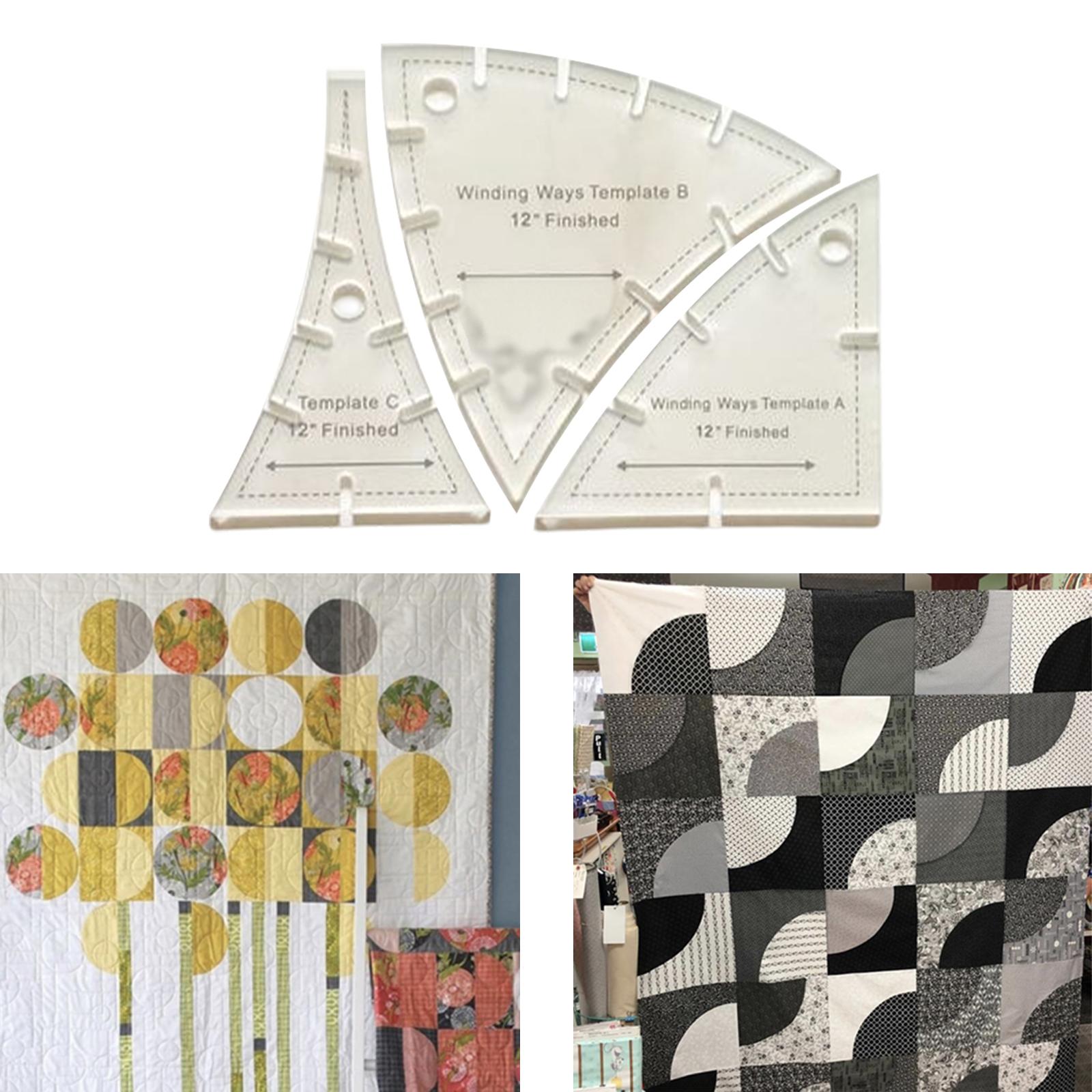 3x Quick Curve Quilt Template Patchwork Quilting Tool Cutting 6.9x6.9inch