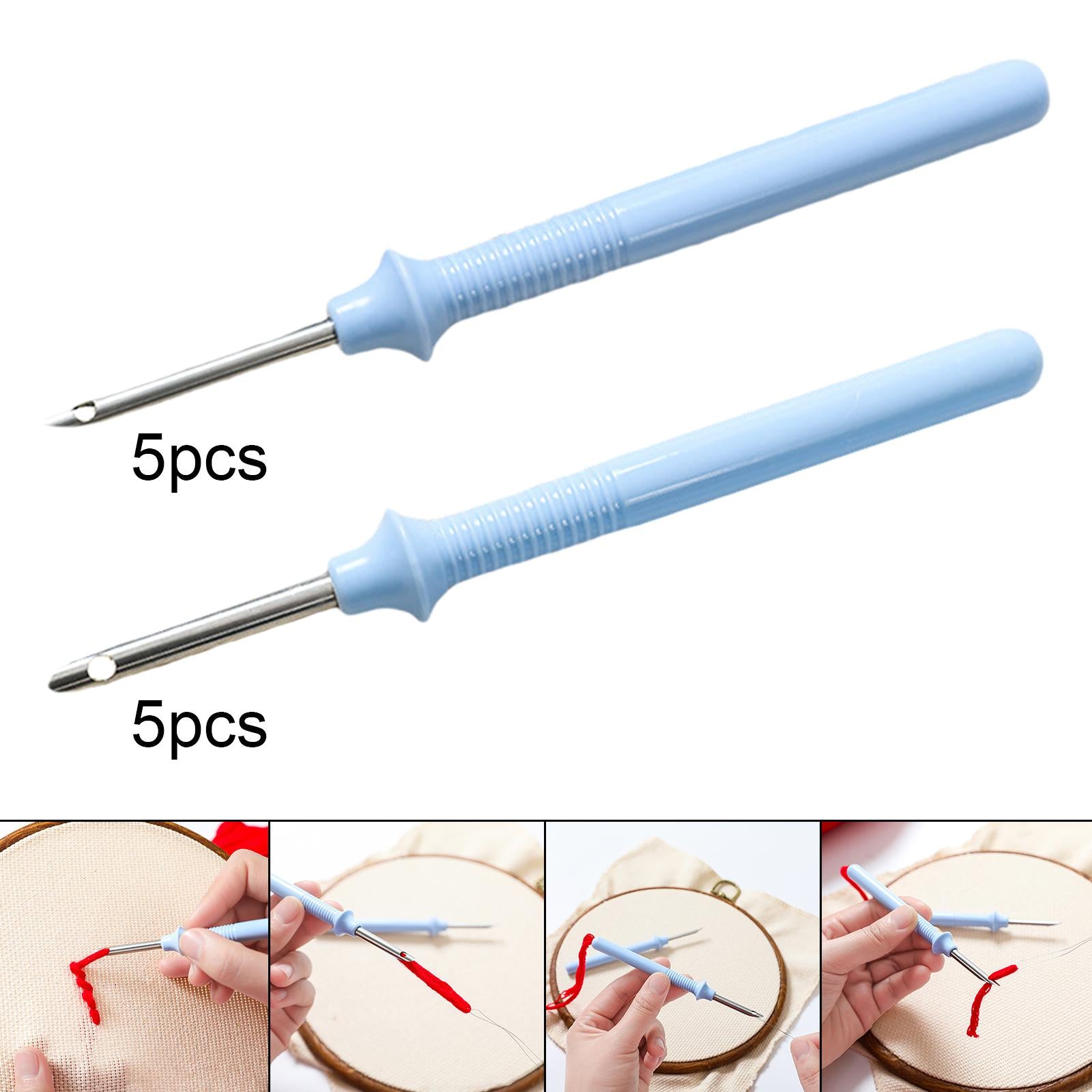 5x Punch Needle Embroidery Pen Set Weaving Cross Stitch Sewing 0.3cm Head