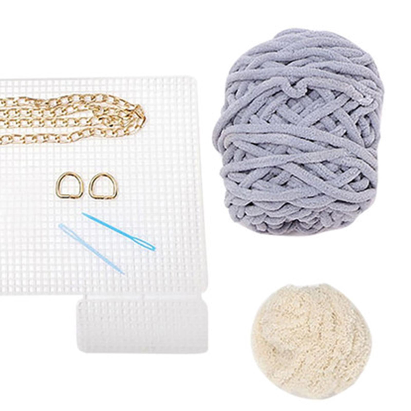 Bag Making Kit with Chain Plastic Mesh Template Handmade Gift for Girl Blue