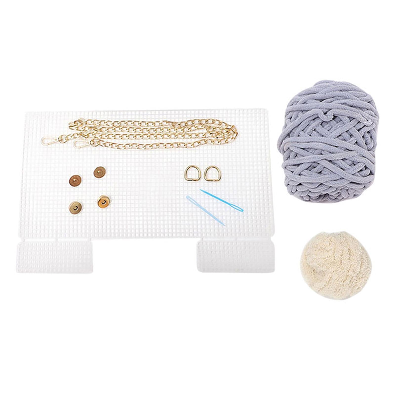 Bag Making Kit with Chain Plastic Mesh Template Handmade Gift for Girl Blue