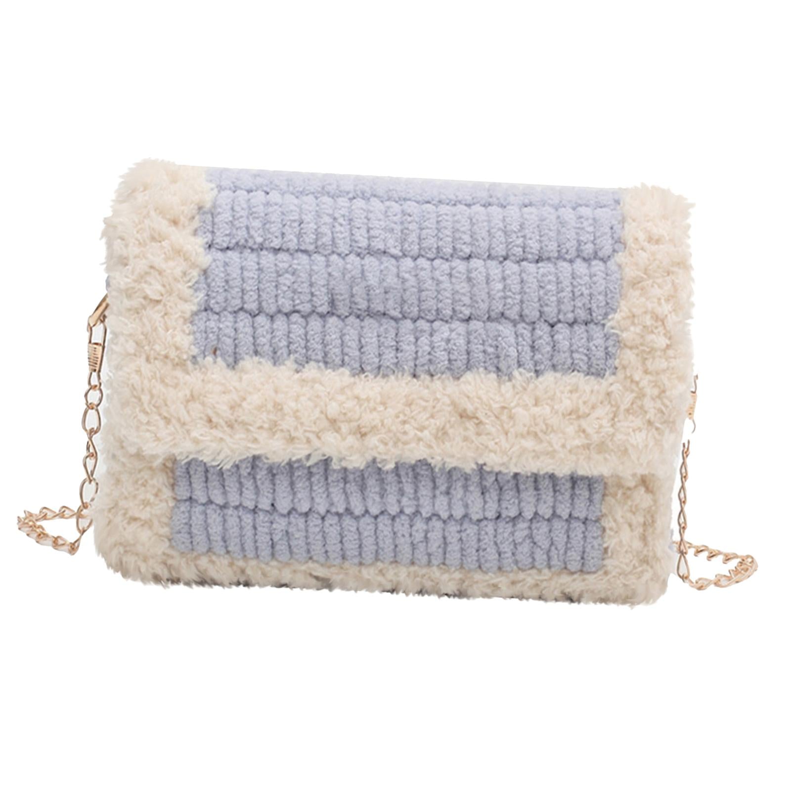 Bag Making Kit with Chain Plastic Mesh Template Handmade Gift for Girl Blue